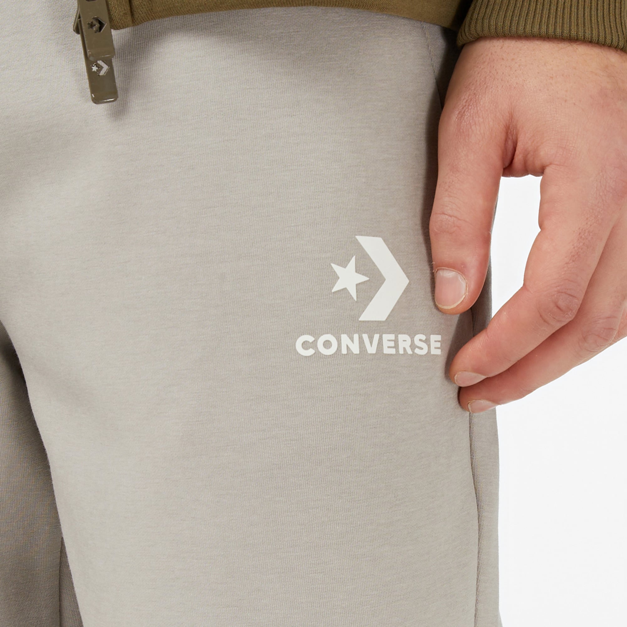 Converse Star Chevron Baskılı Erkek Oversize Fit Gri Eşofman Altı