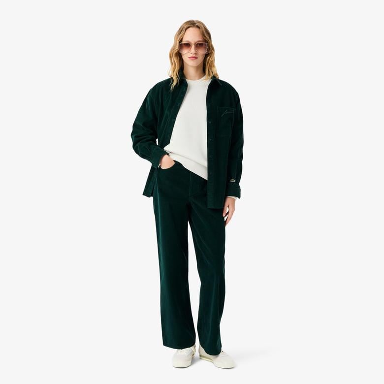 Lacoste Kadın Relaxed Fit Bisiklet Yaka Beyaz Kazak