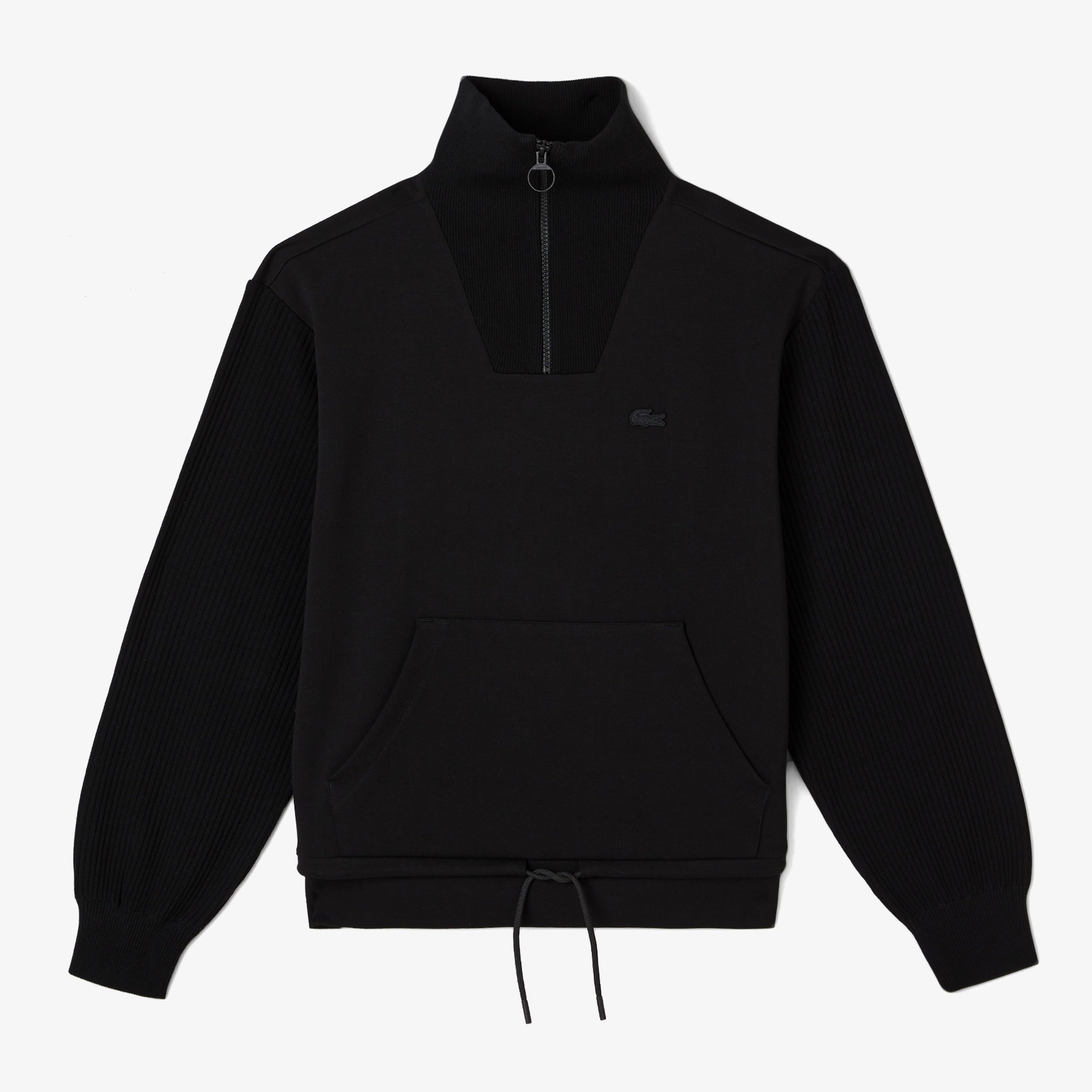 Lacoste Kadın Relaxed Fit Yarım Fermuarlı Siyah Sweatshirt