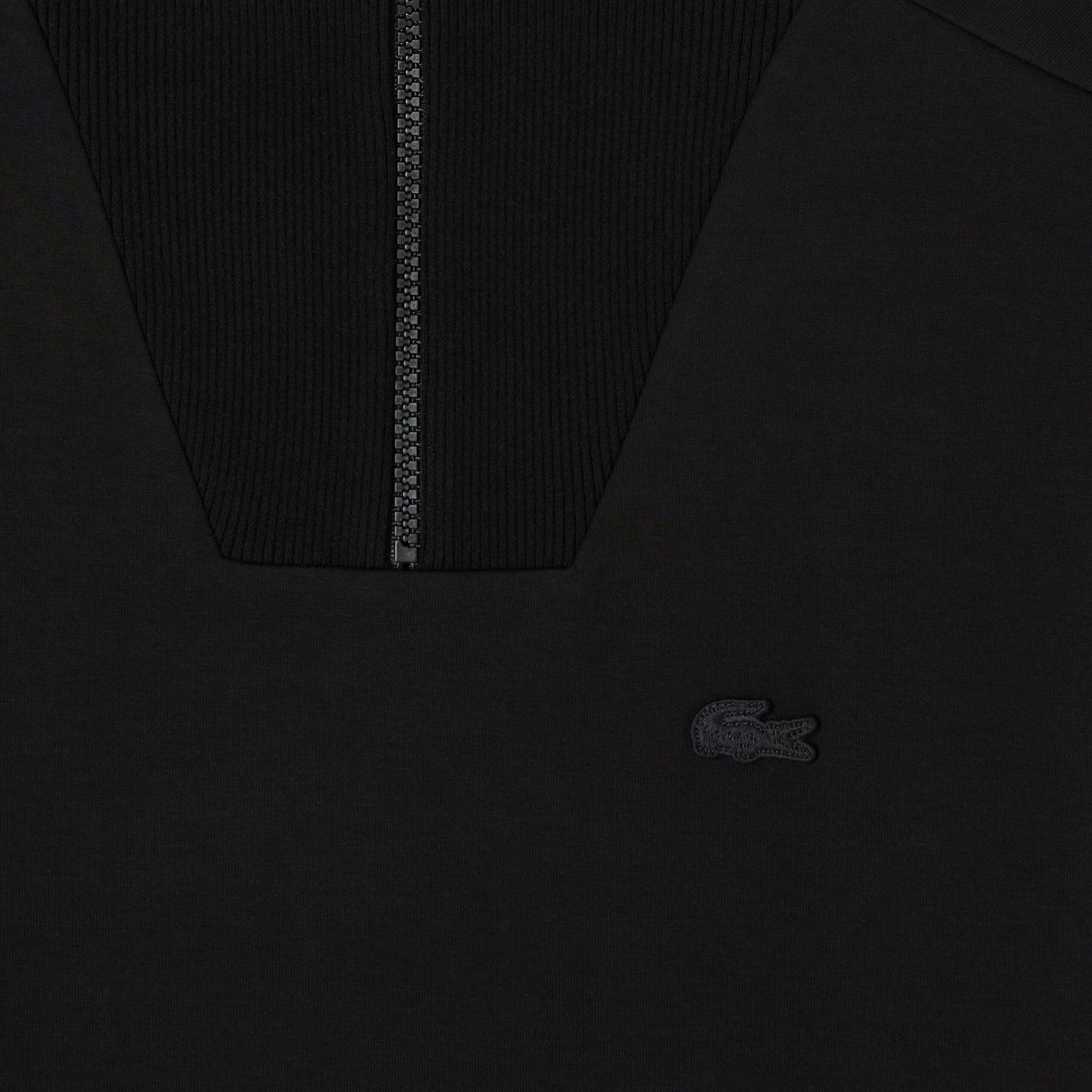 Lacoste Kadın Relaxed Fit Yarım Fermuarlı Siyah Sweatshirt