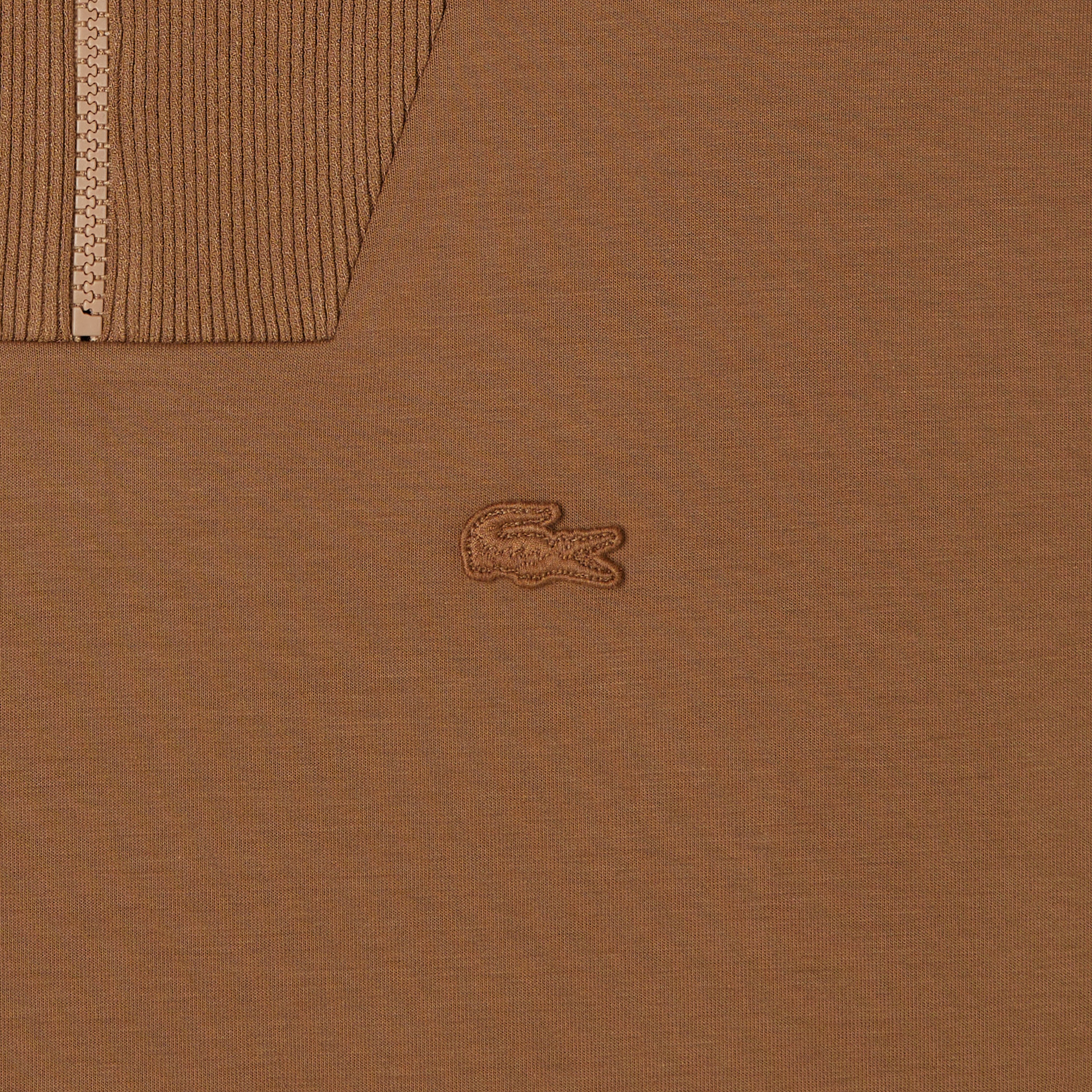 Lacoste Kadın Relaxed Fit Yarım Fermuarlı Kahverengi Sweatshirt