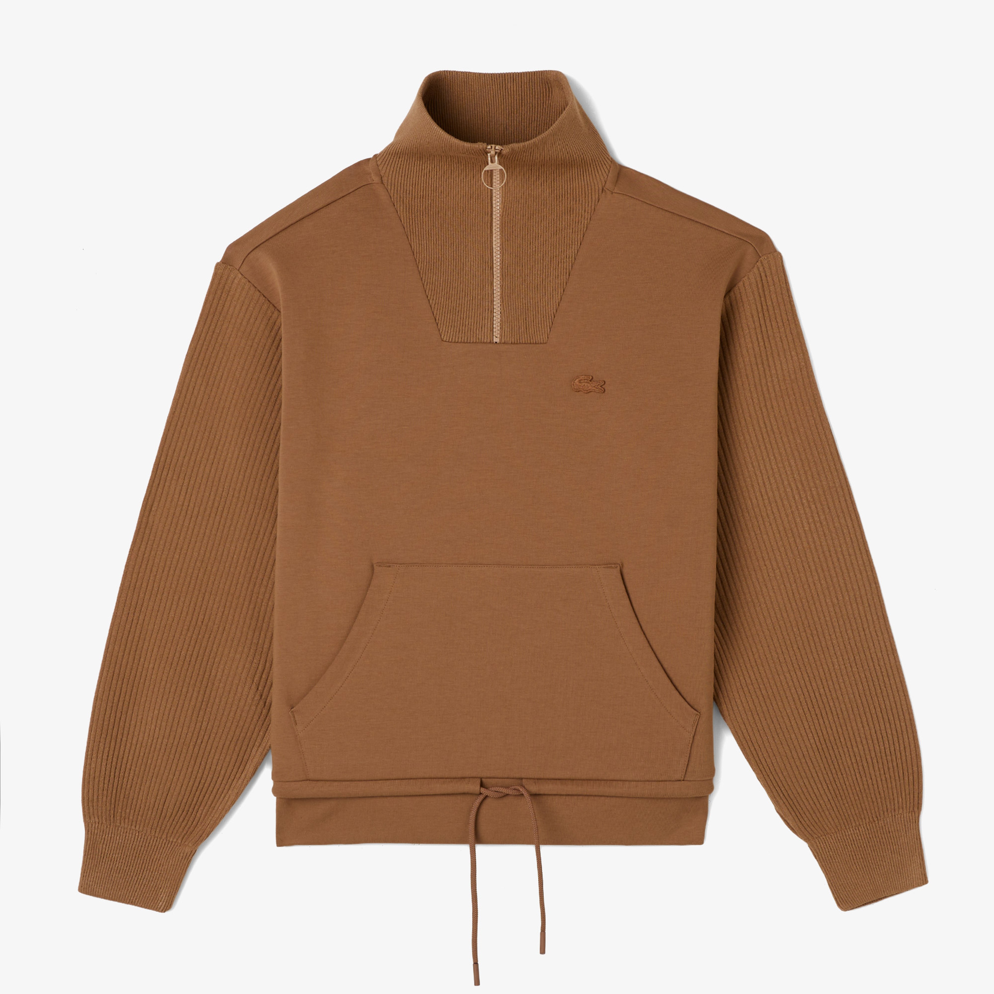 Lacoste Kadın Relaxed Fit Yarım Fermuarlı Kahverengi Sweatshirt