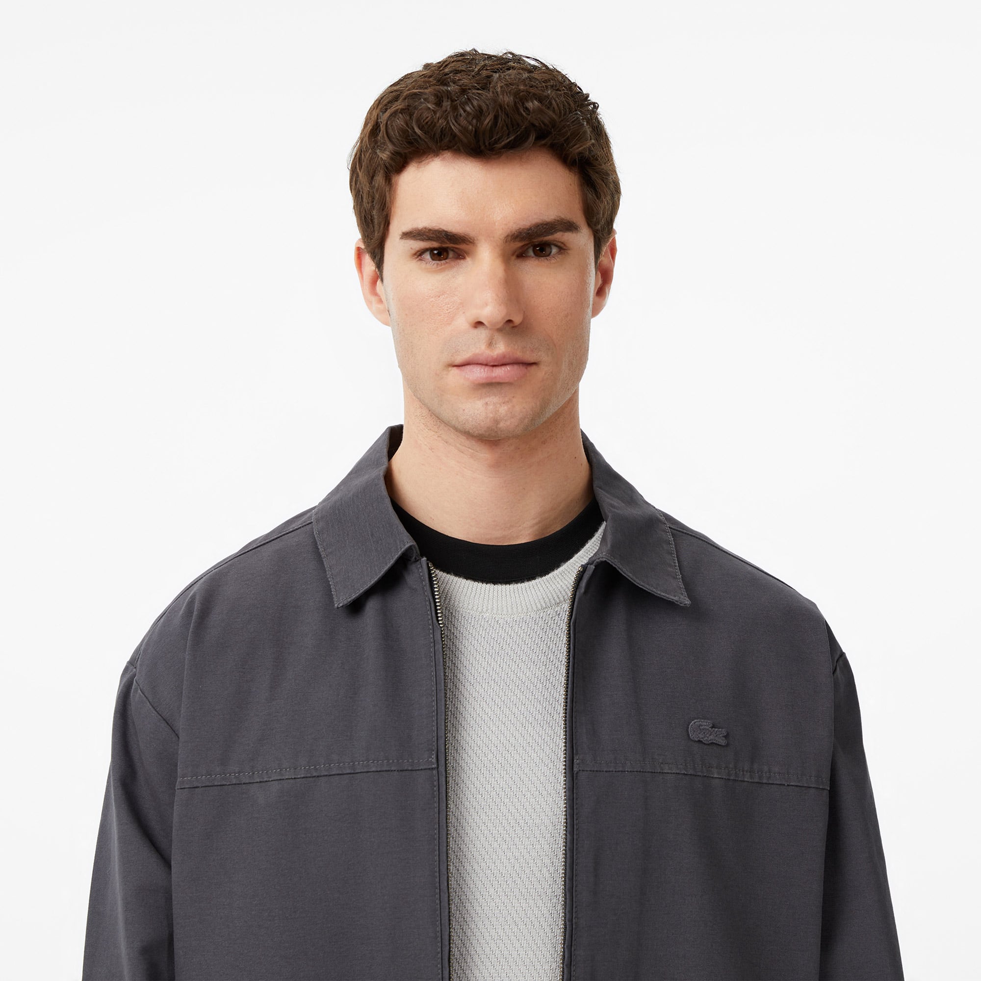 Lacoste Erkek Relaxed Fit Fermuarlı Koyu Gri Ceket