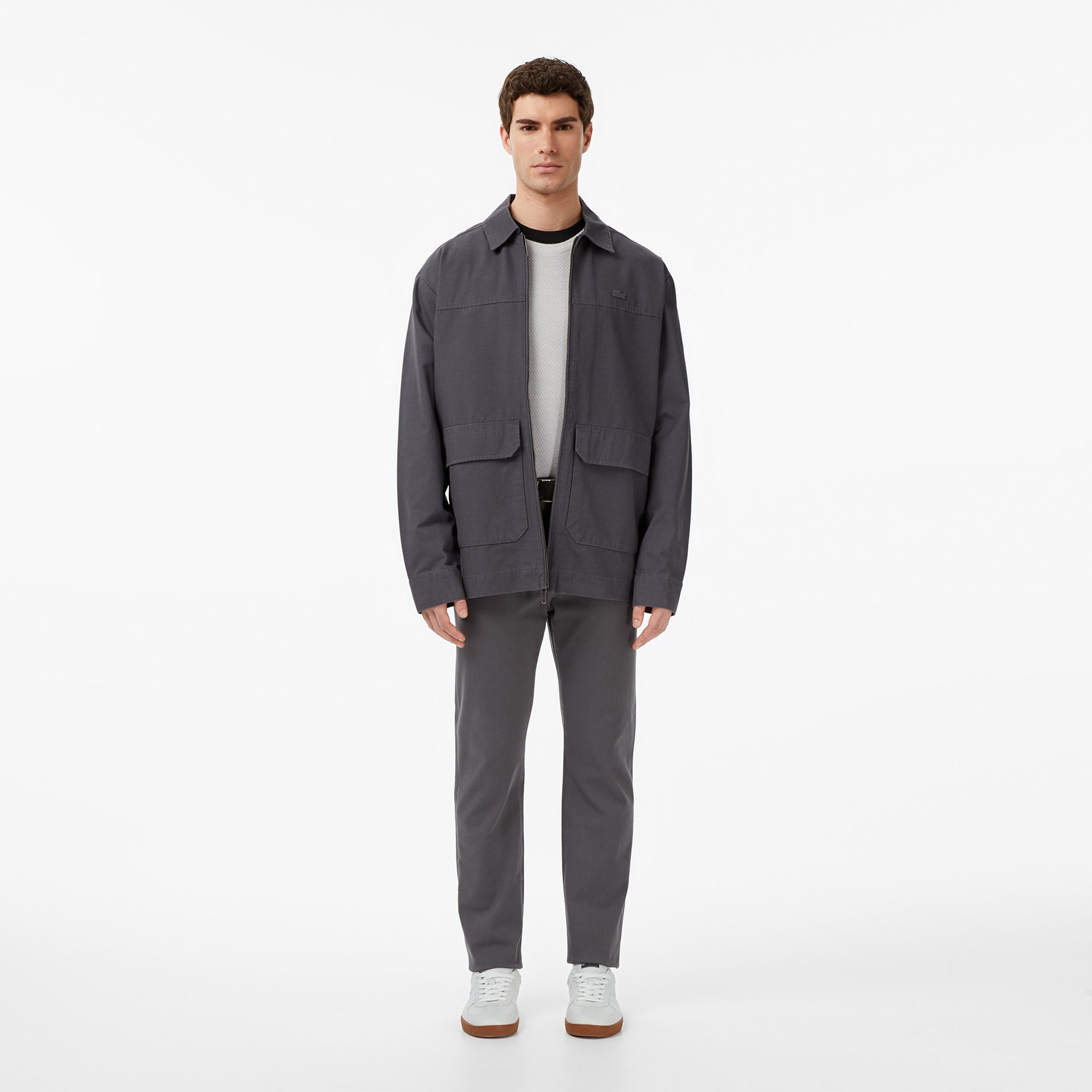 Lacoste Erkek Relaxed Fit Fermuarlı Koyu Gri Ceket