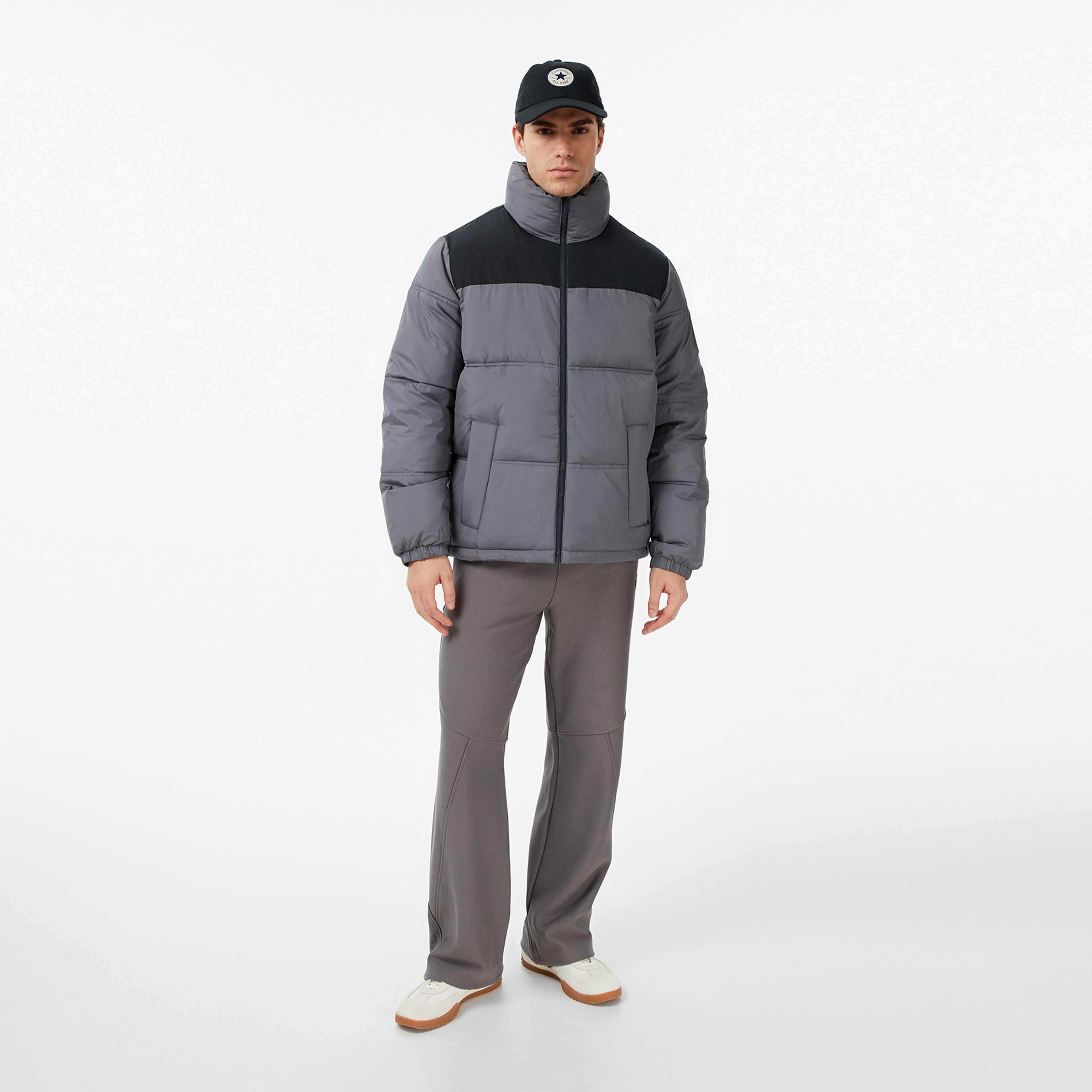 Converse Puffer Erkek Gri Ceket