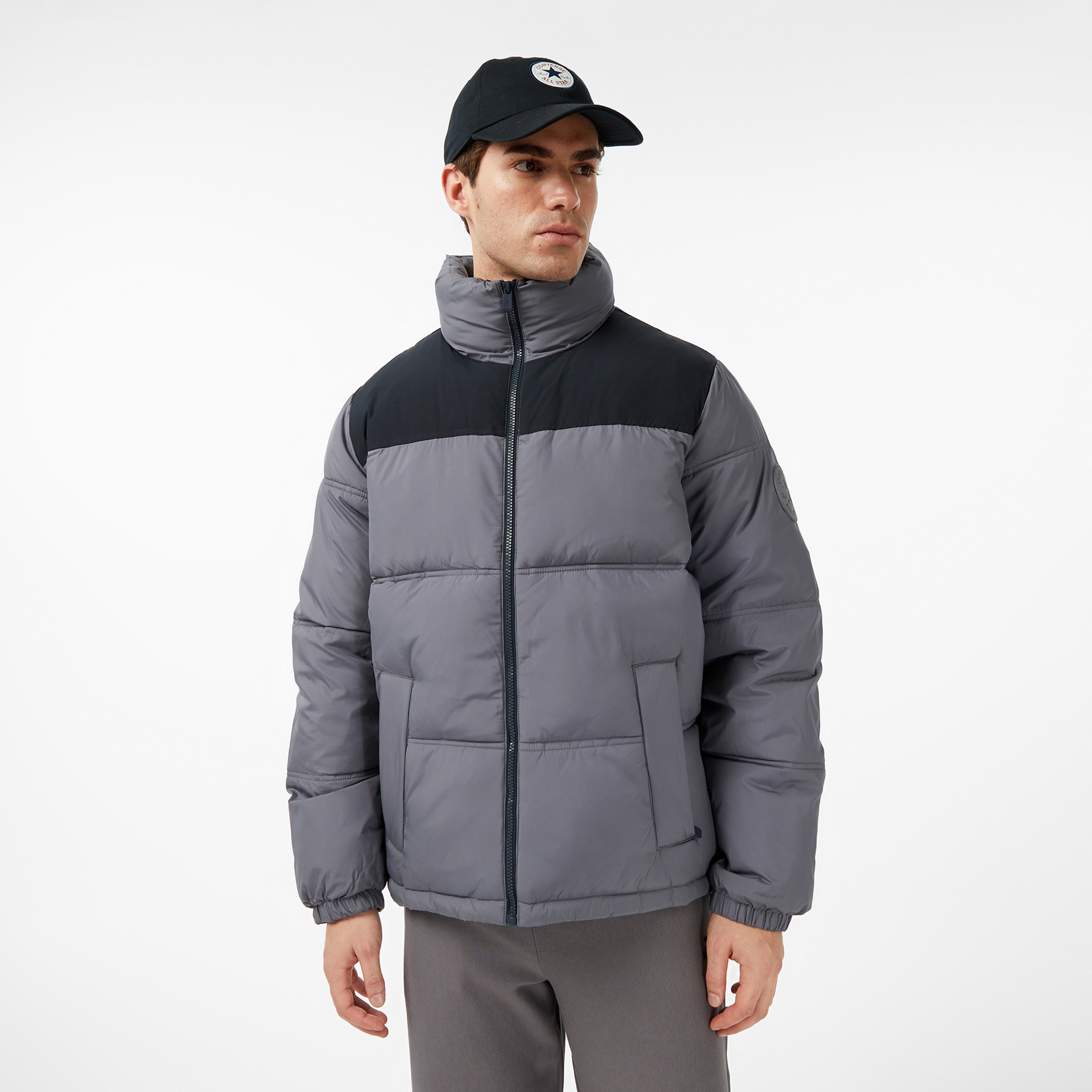 Converse Puffer Erkek Gri Ceket