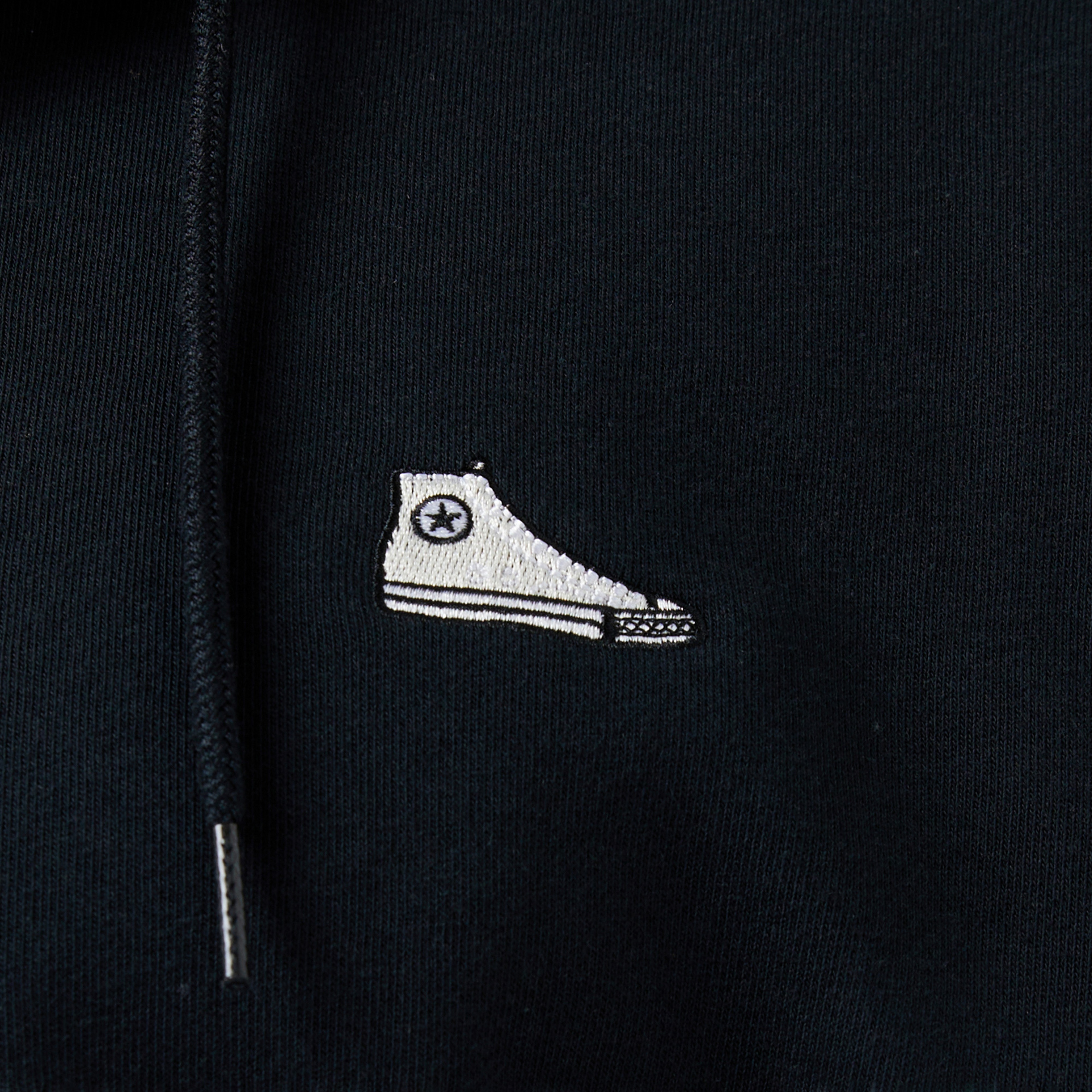 Converse Loose Fit Sneaker Patch Full Zip Erkek Siyah Sweatshirt