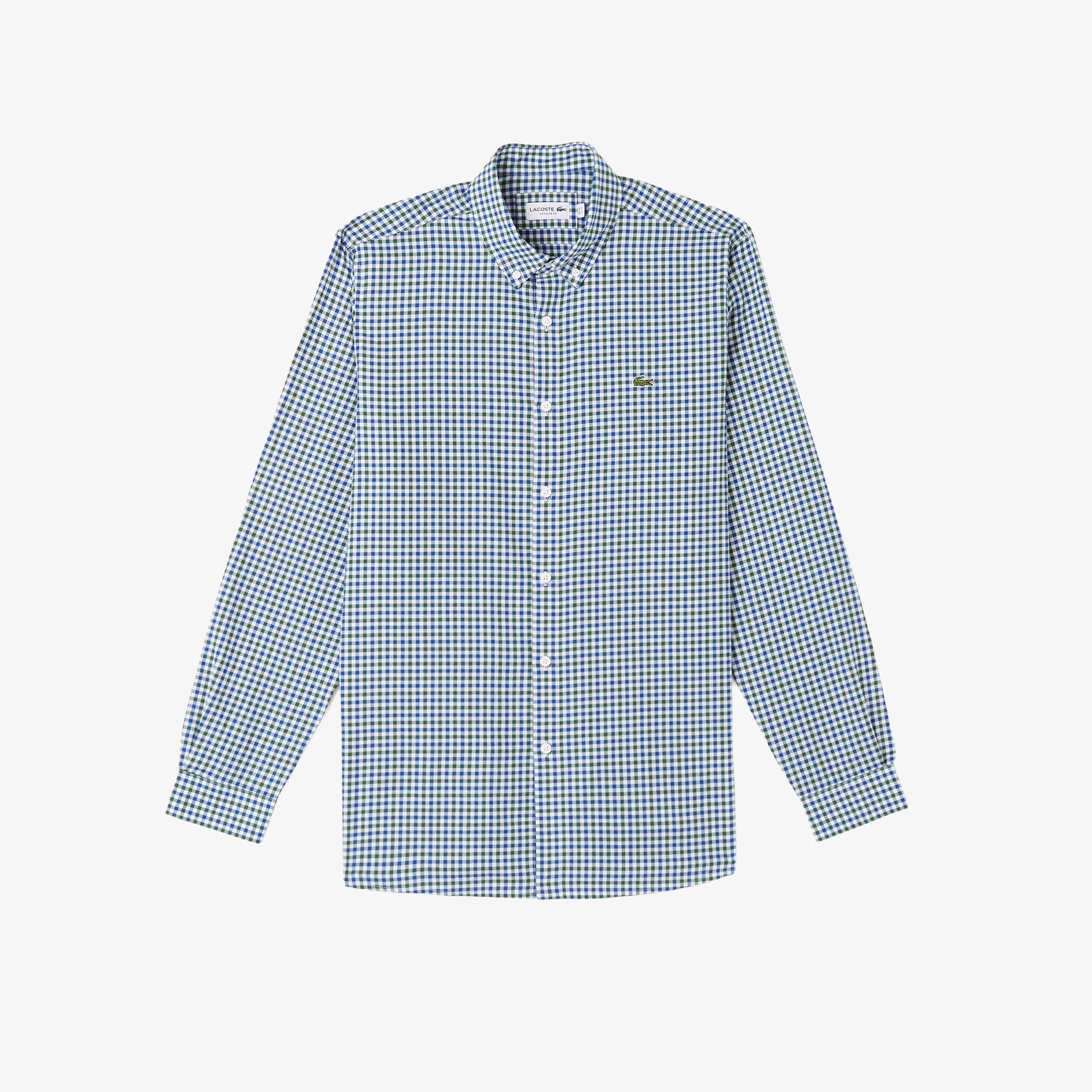 Erkek Regular Fit Düğmeli Yaka Kareli Lacivert Gömlek