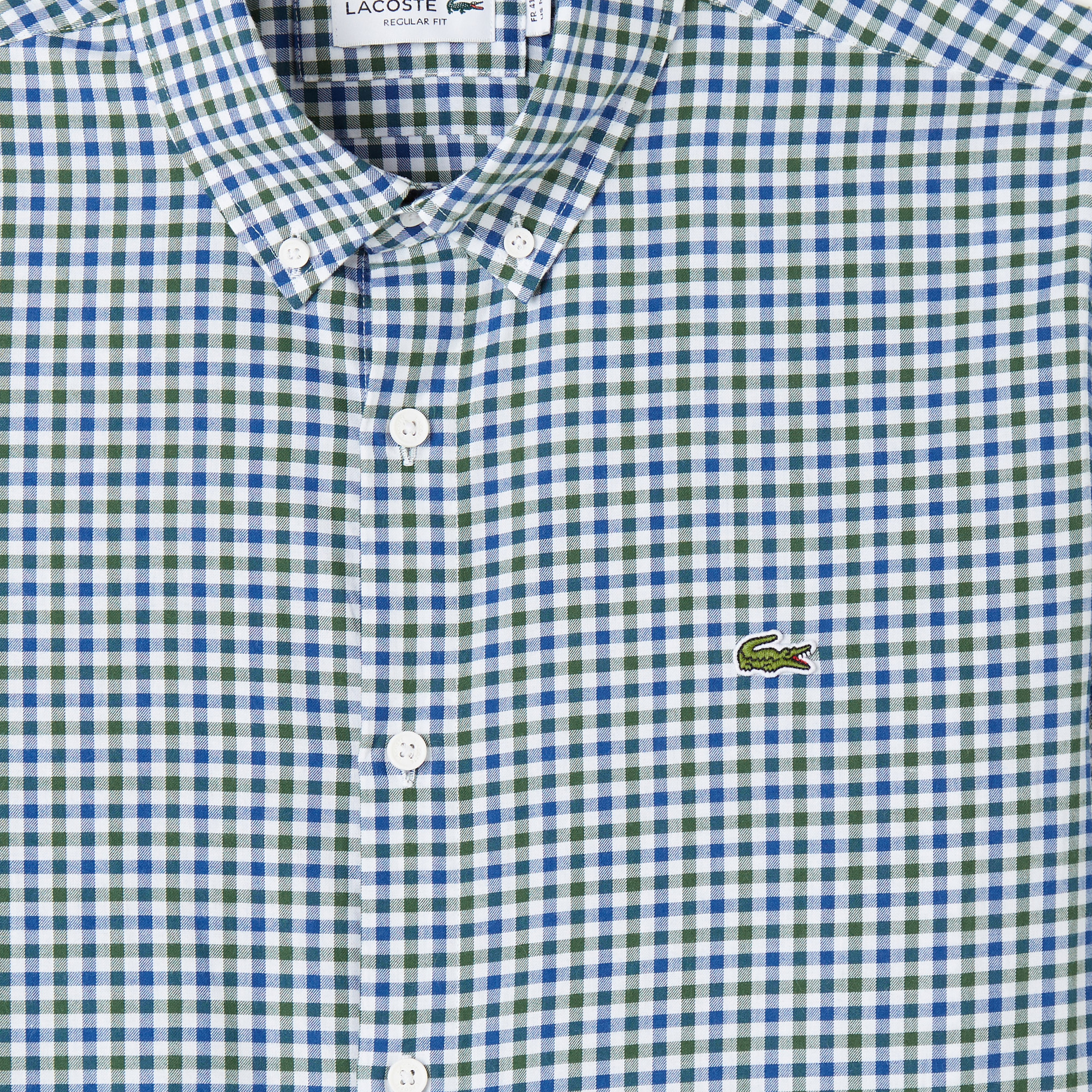 Erkek Regular Fit Düğmeli Yaka Kareli Lacivert Gömlek