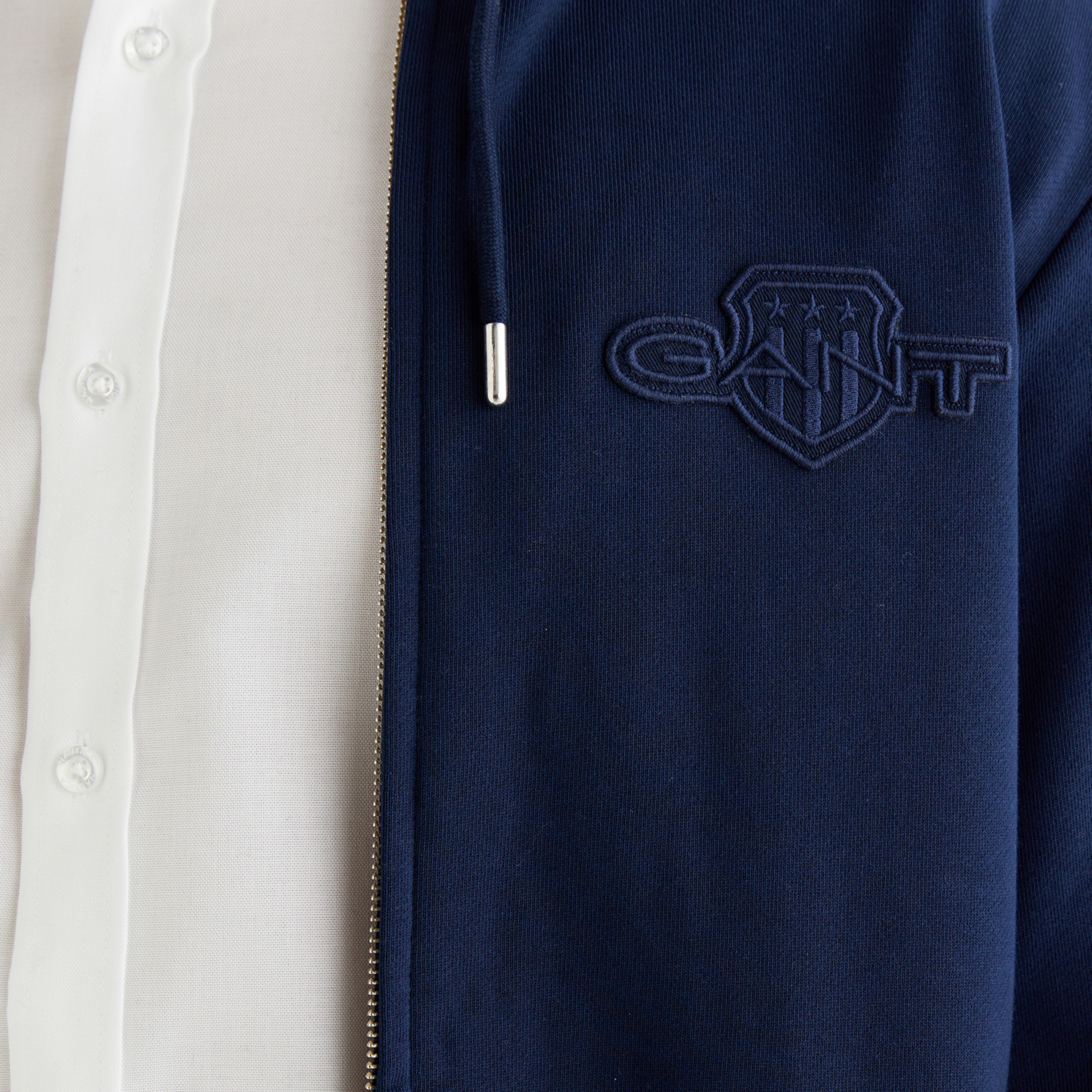 GANT Erkek Lacivert Regular Fit Kapüşonlu Fermuarlı Sweatshirt