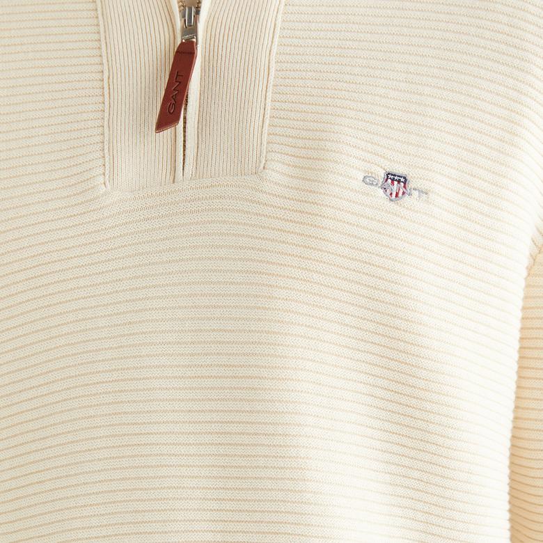 GANT Erkek Krem Regular Fit Yarım Fermuarlı Triko