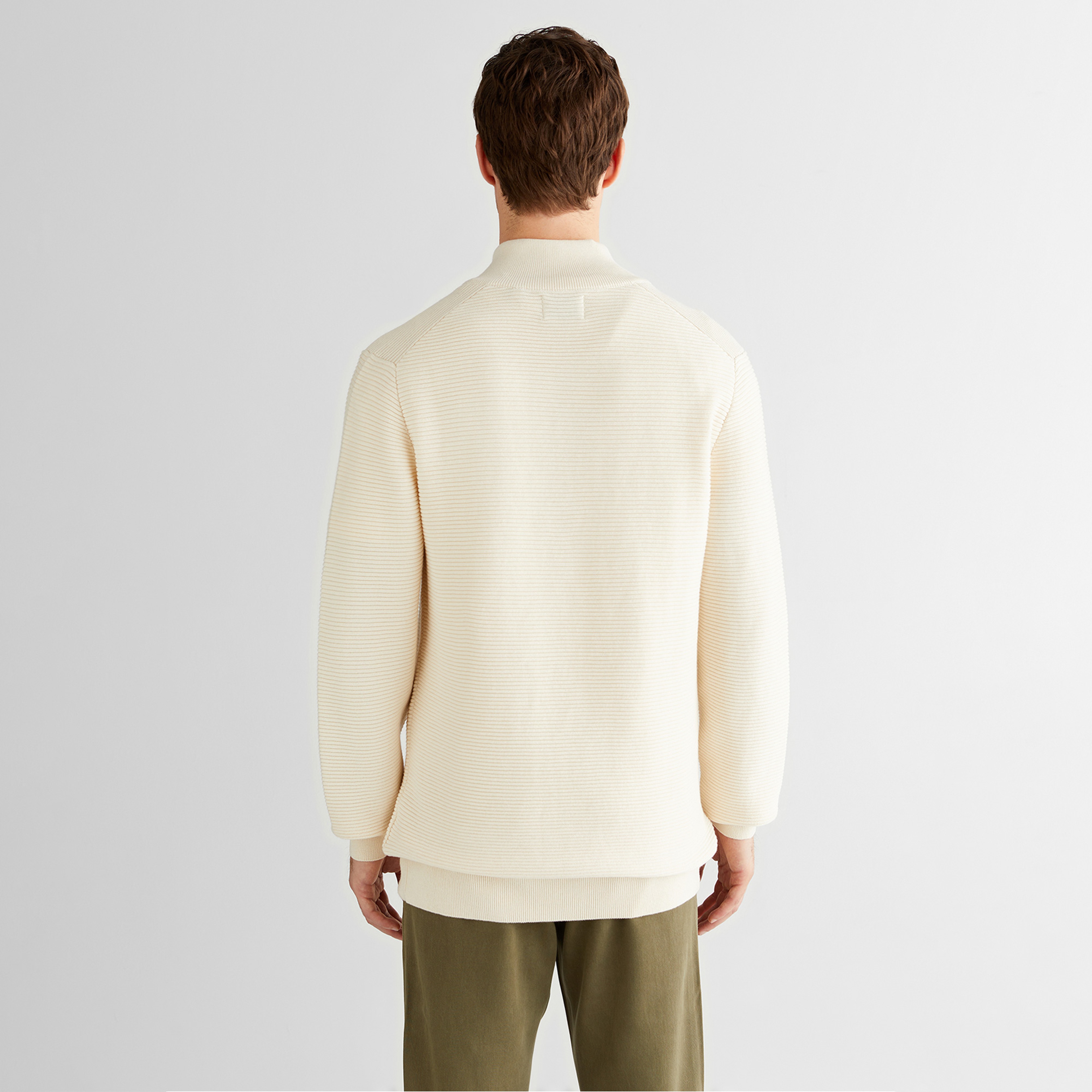 GANT Erkek Krem Regular Fit Yarım Fermuarlı Triko