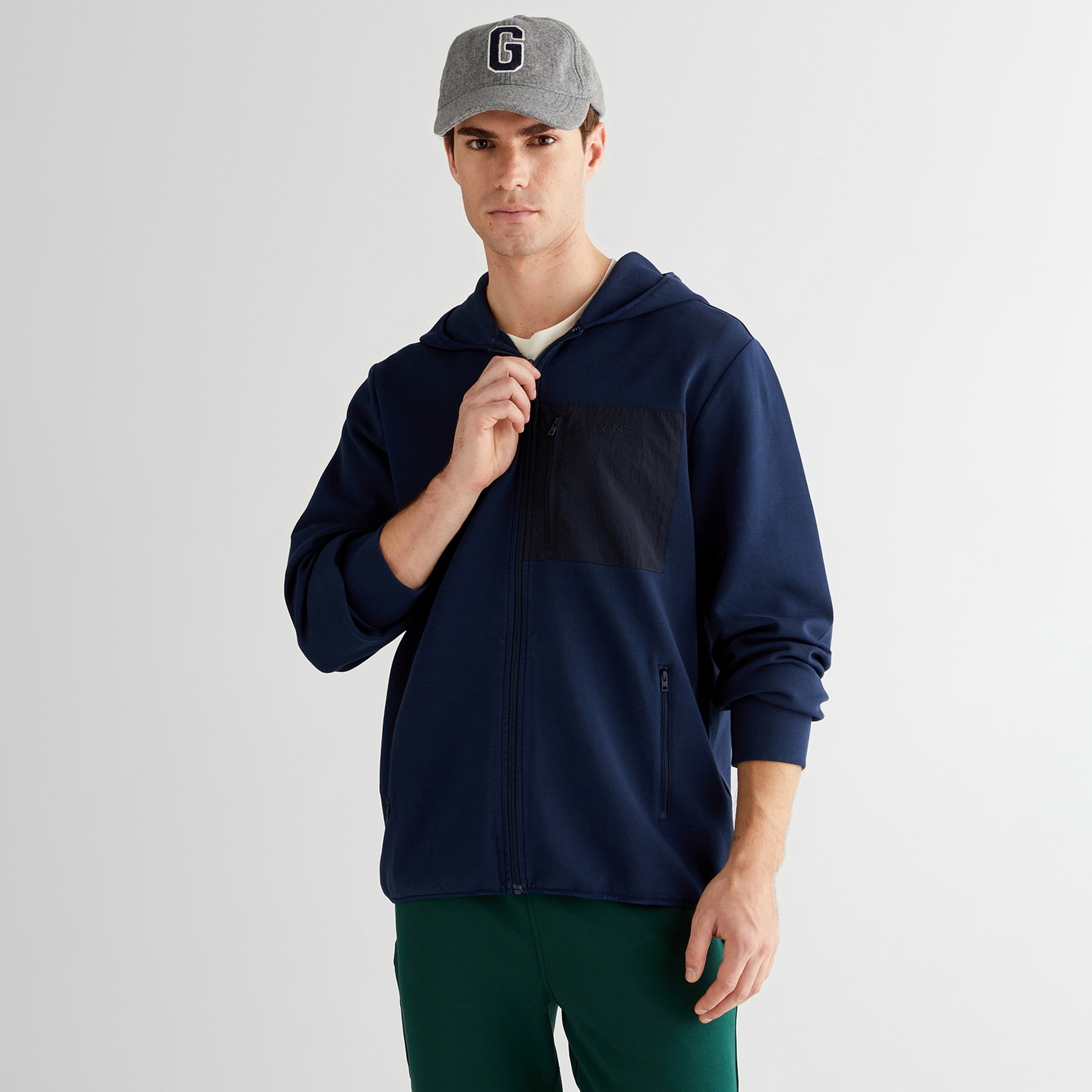 GANT Erkek Lacivert Regular Fit Kapüşonlu Sweatshirt