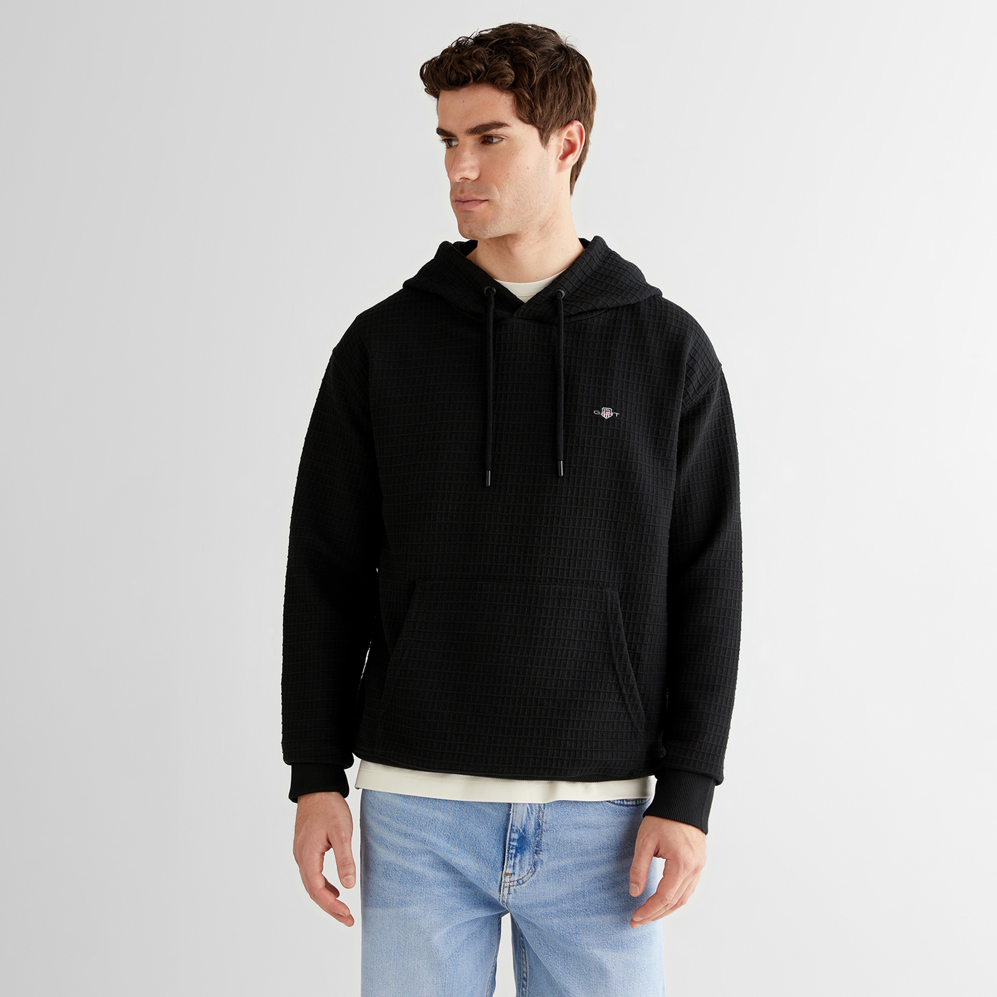 GANT Erkek Siyah Regular Fit Kapüşonlu Sweatshirt