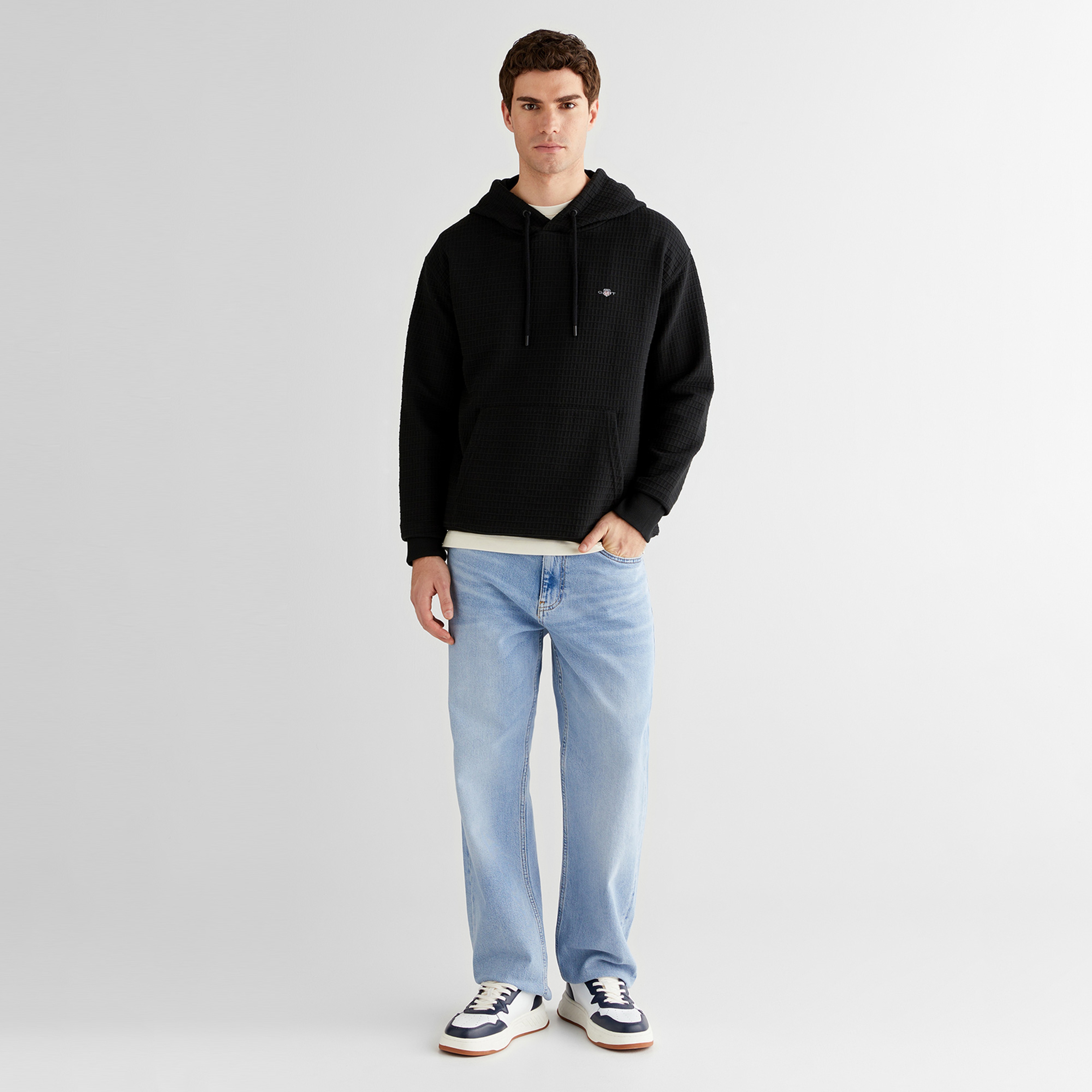 GANT Erkek Siyah Regular Fit Kapüşonlu Sweatshirt