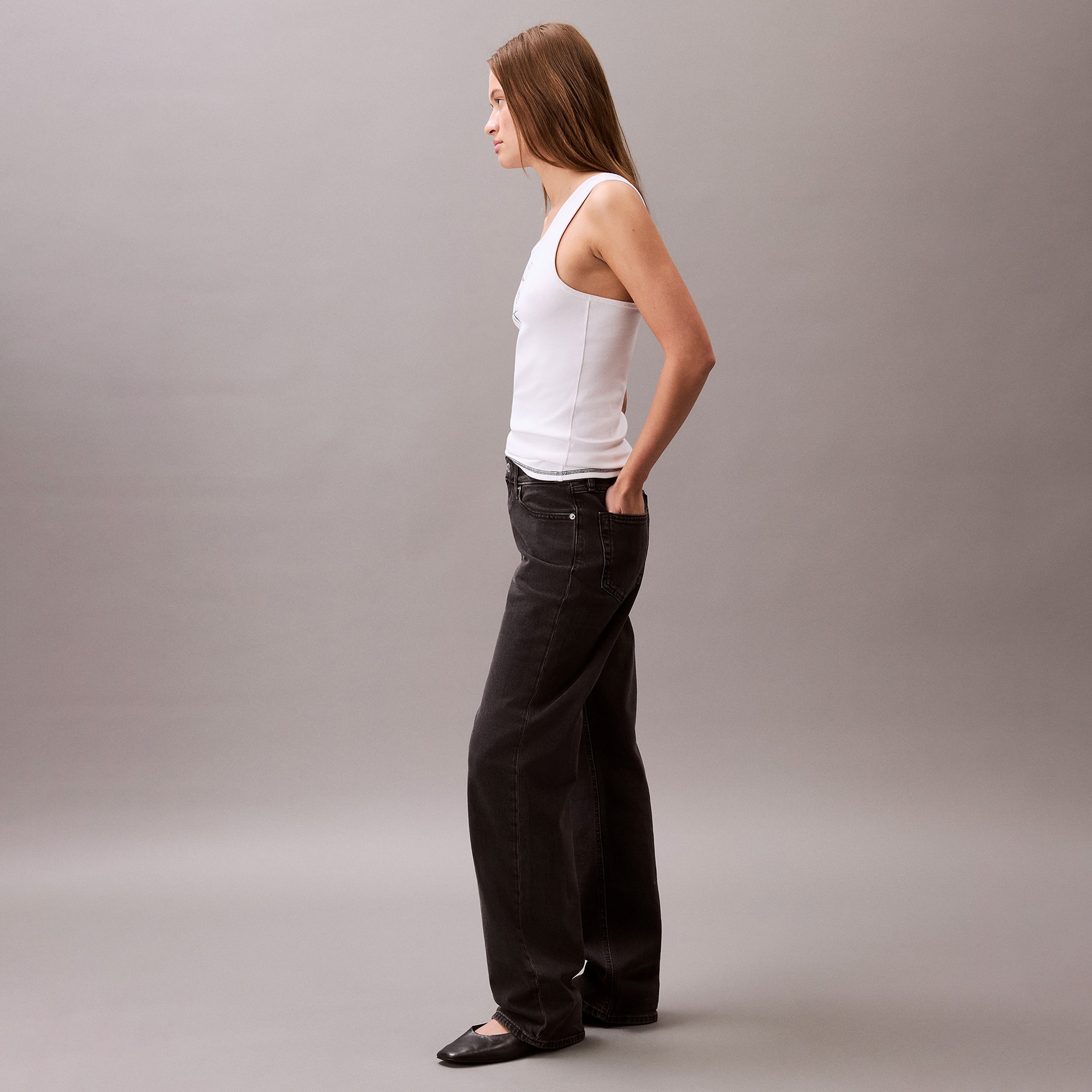 Calvin Klein Solid Tank Kadın Beyaz T-Shirt