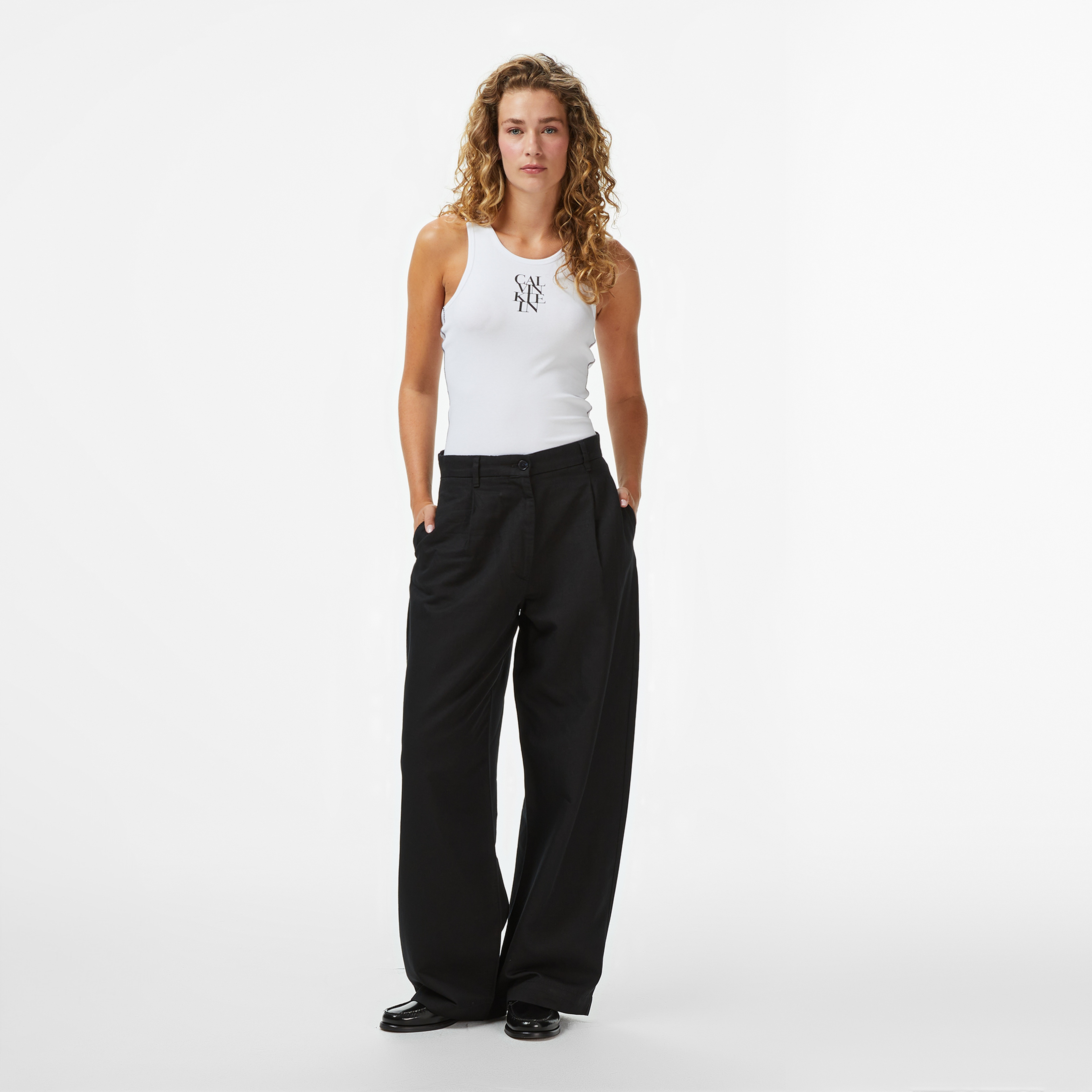 Calvin Klein Solid Tank Kadın Beyaz T-Shirt