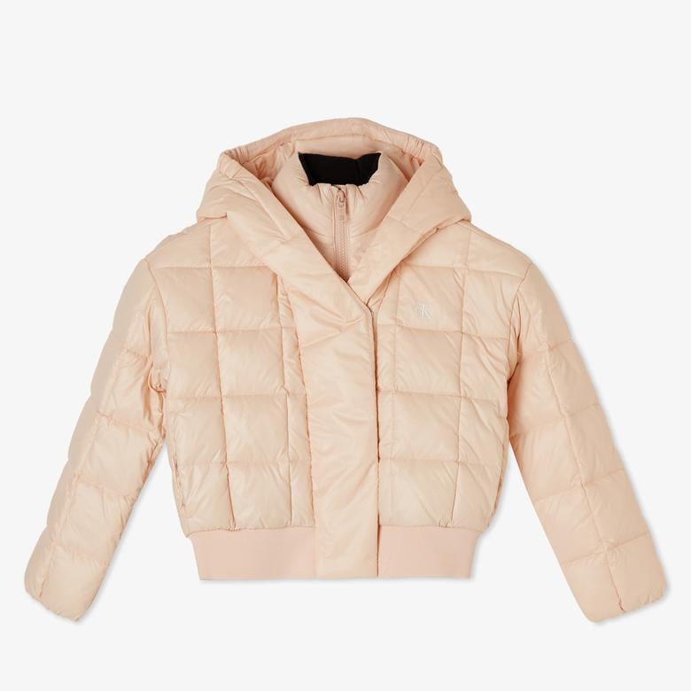 Calvin Klein Archive Grid Puffer Çocuk Pembe Ceket