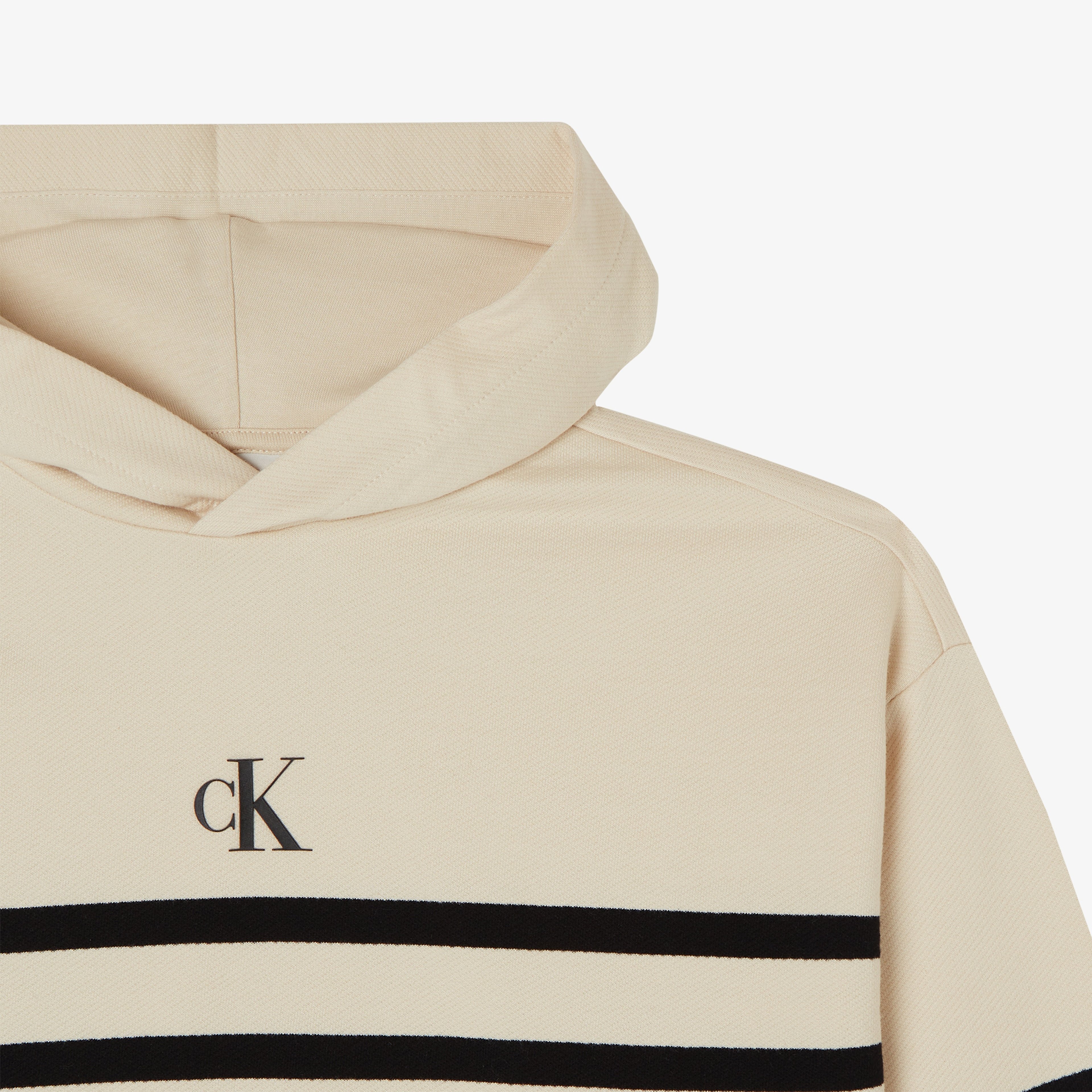 Calvin Klein Logo Boxy Fit Stripes Çocuk Beyaz Sweatshirt