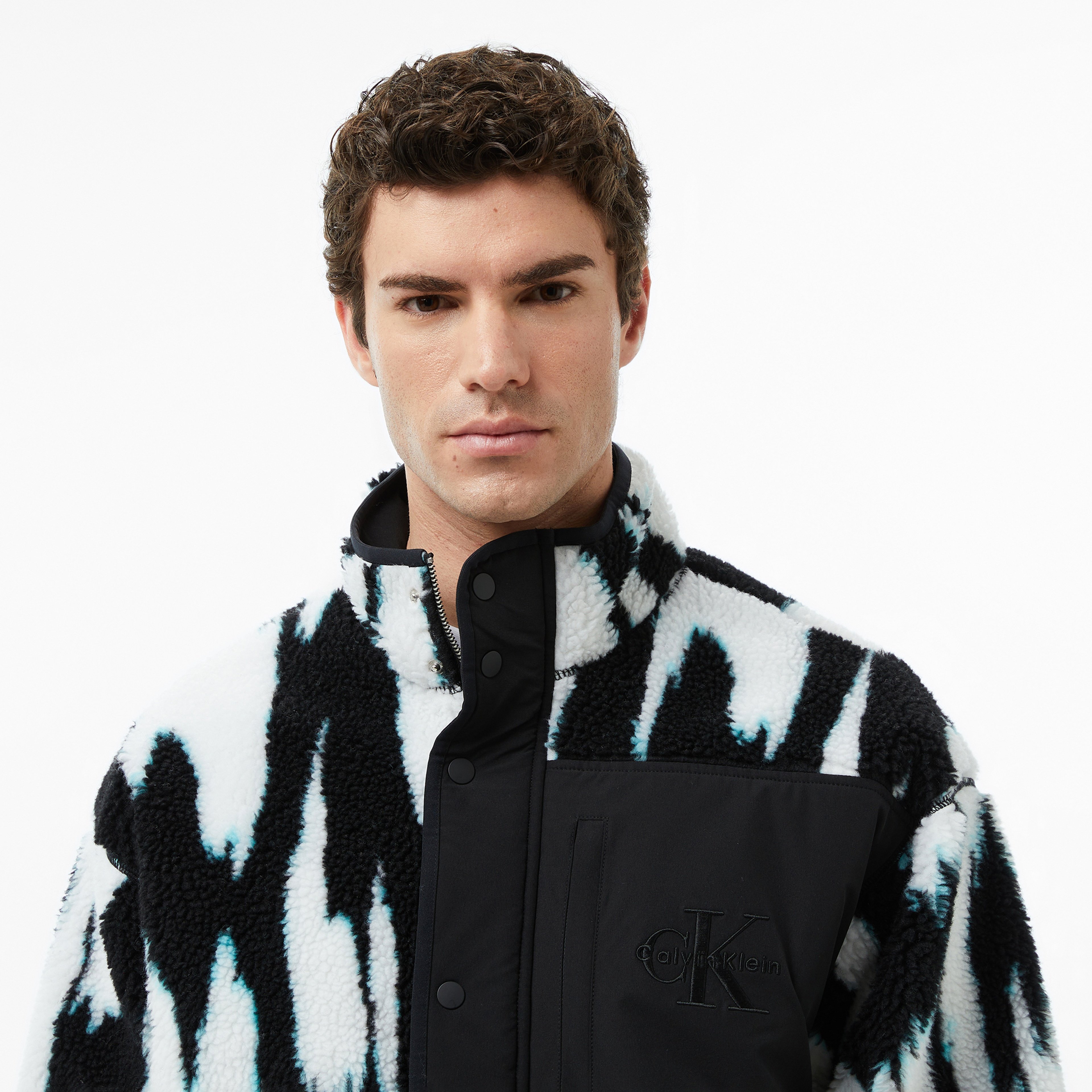 Calvin Klein Jacquard 3 Sherpa Erkek Siyah Sweatshirt