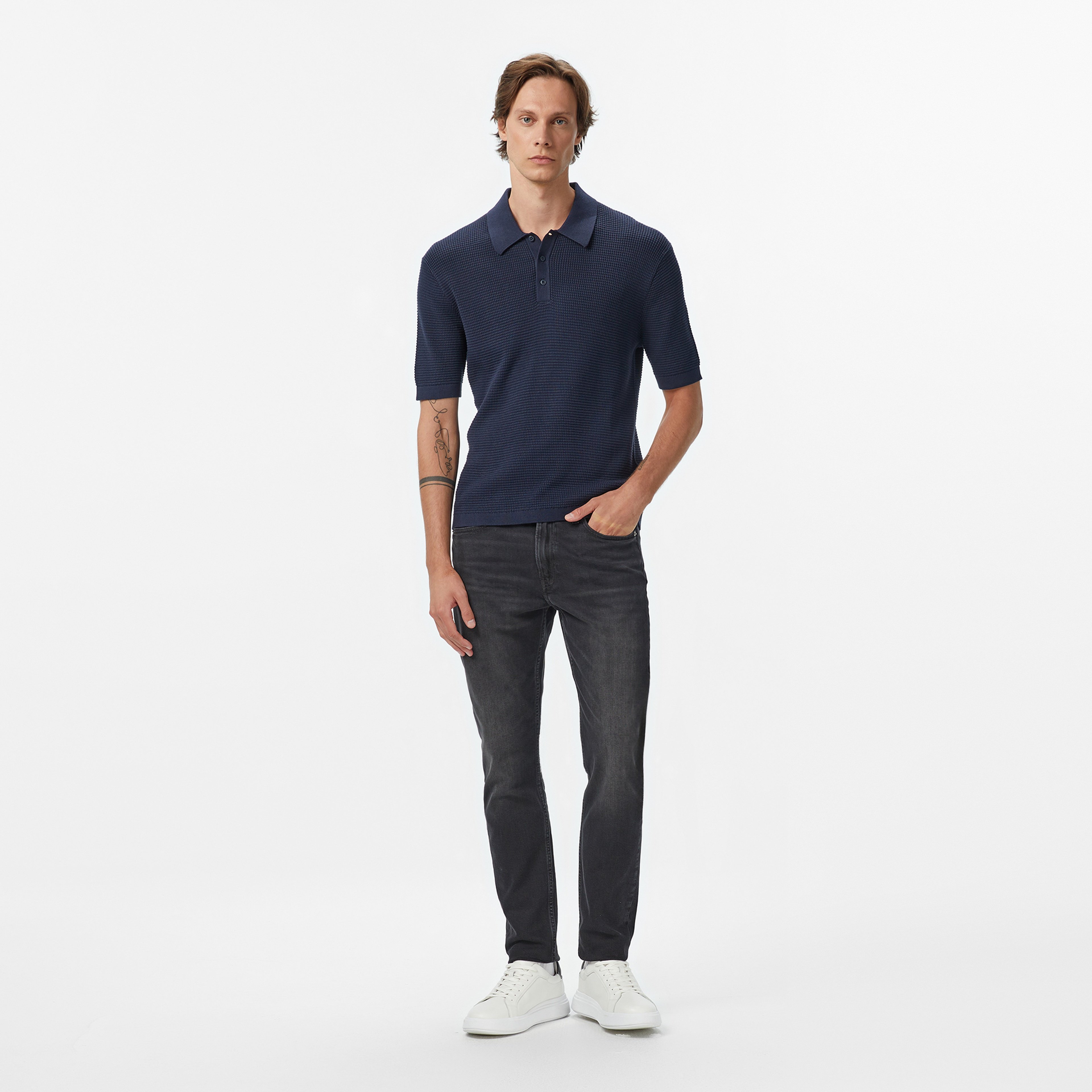 Calvin Klein Cotton Erkek Mavi Triko