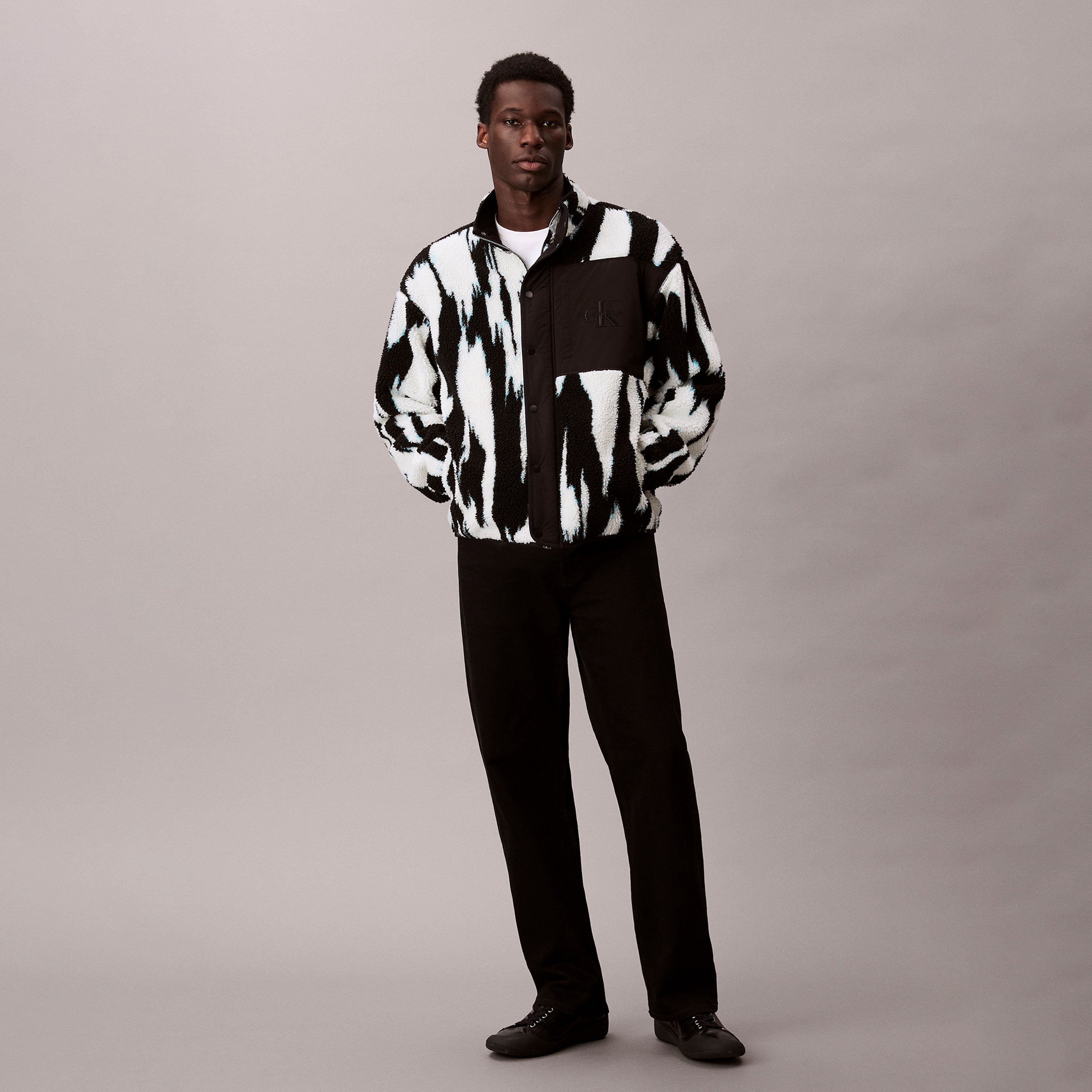 Calvin Klein Jacquard 3 Sherpa Erkek Siyah Sweatshirt