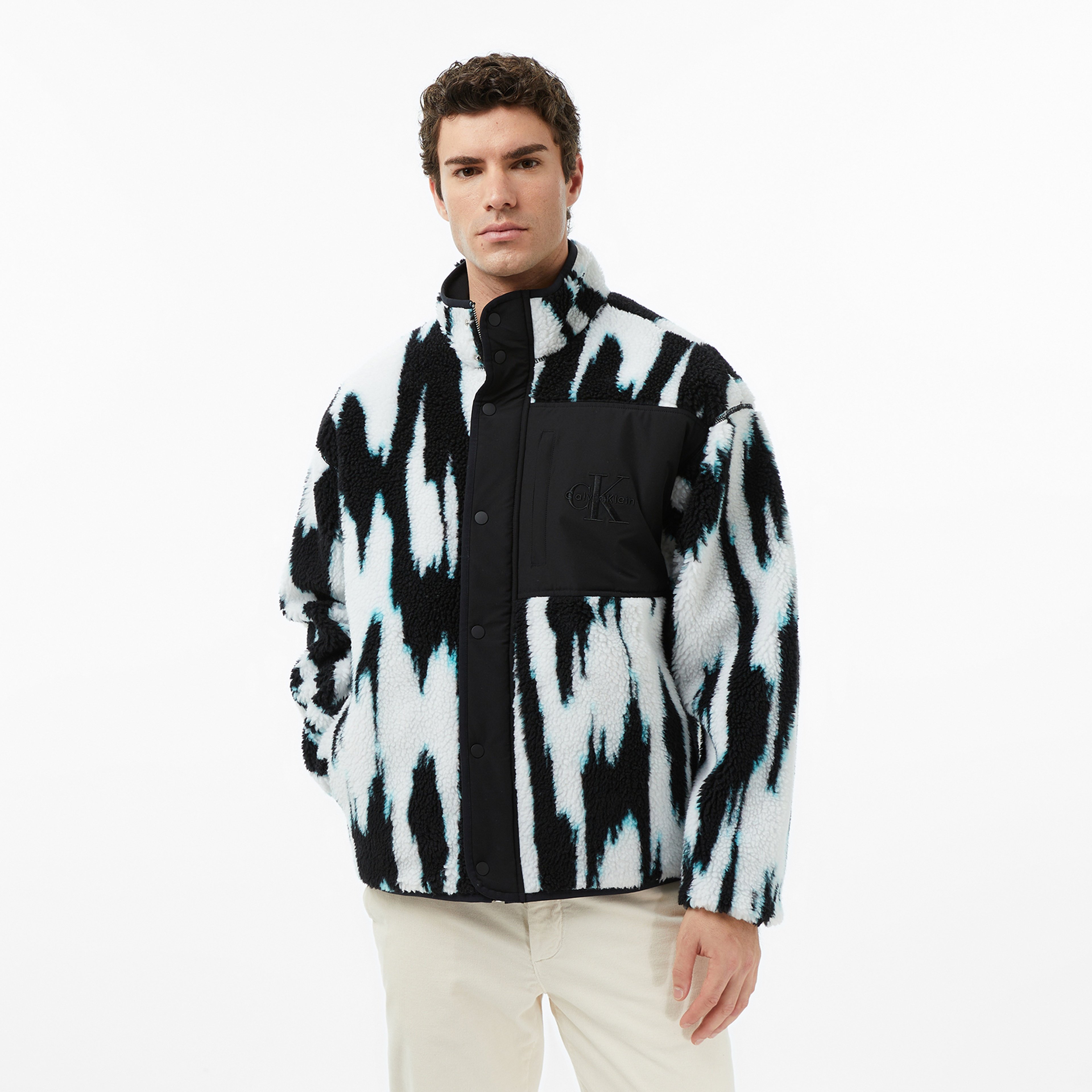 Calvin Klein Jacquard 3 Sherpa Erkek Siyah Sweatshirt