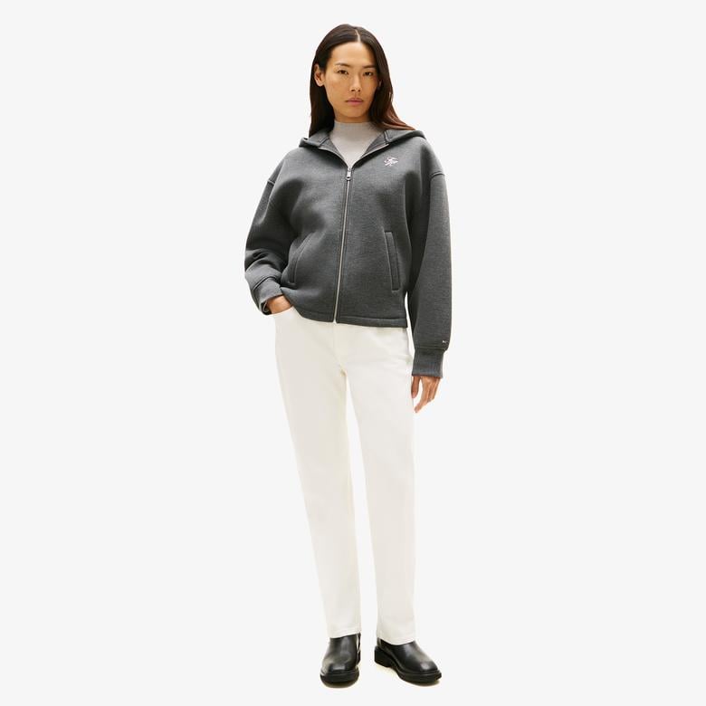 Tommy Hilfiger Script İnterlock Kadın Gri Sweatshirt