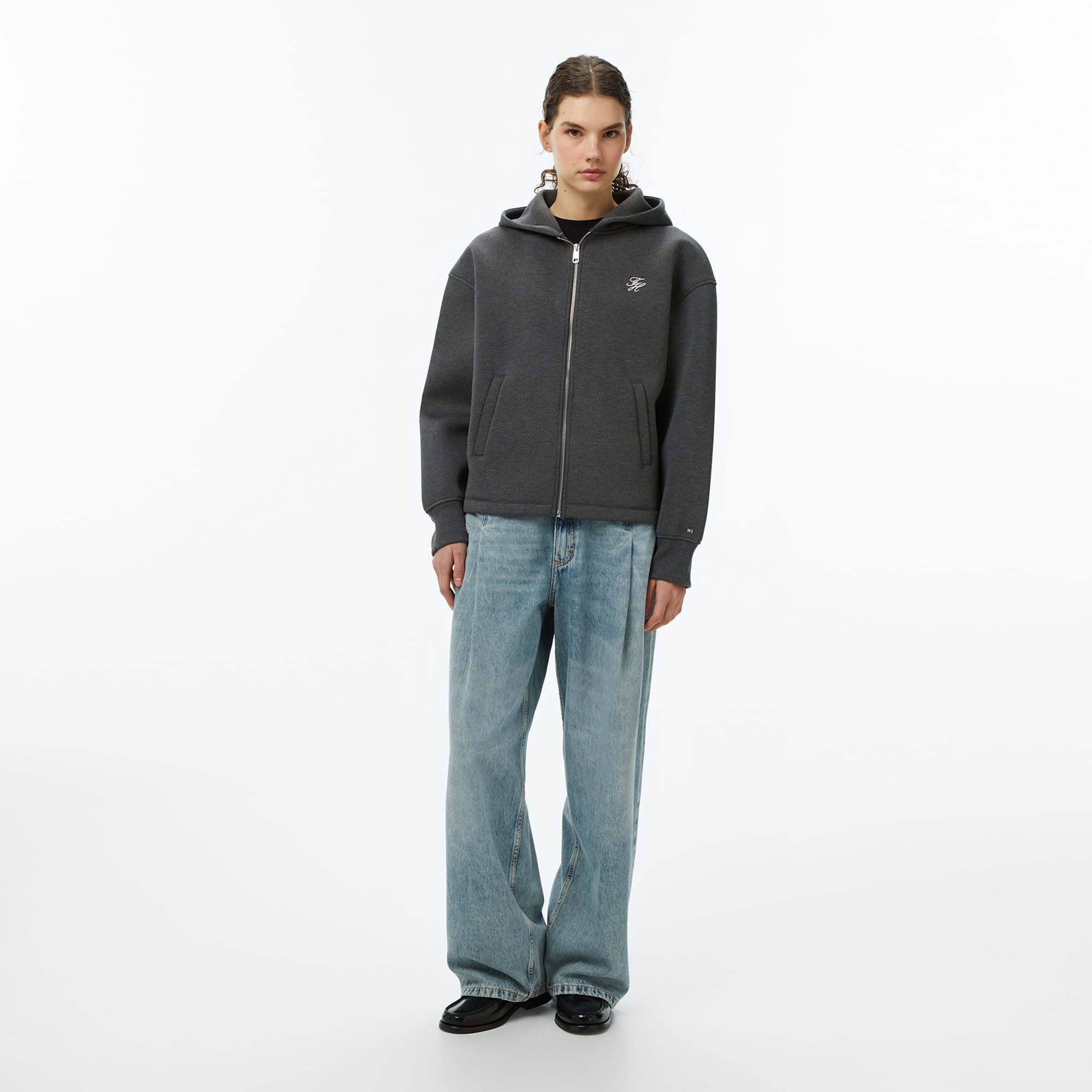 Tommy Hilfiger Script İnterlock Kadın Gri Sweatshirt