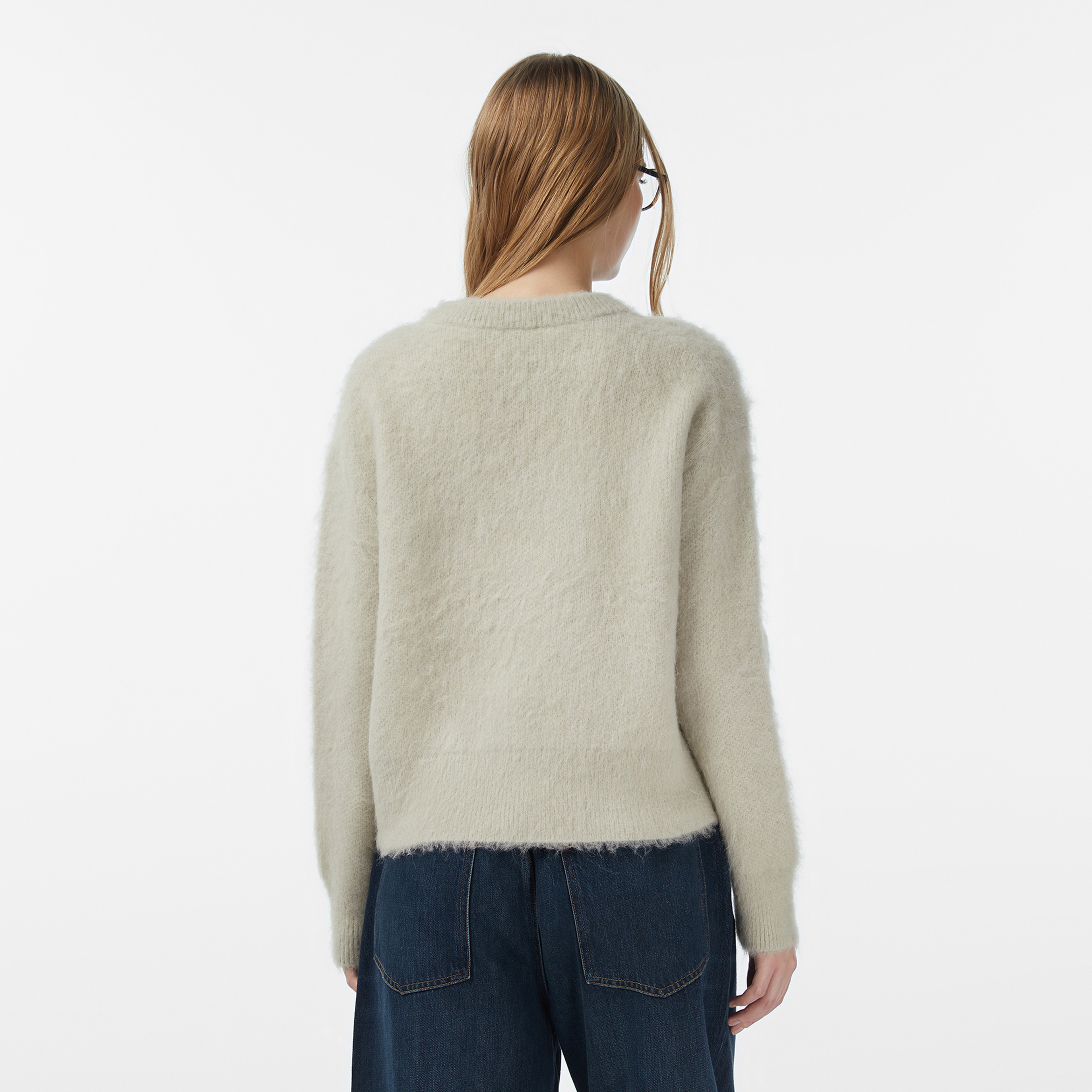 Calvin Klein Alpaca Logo Kadın Beyaz Triko