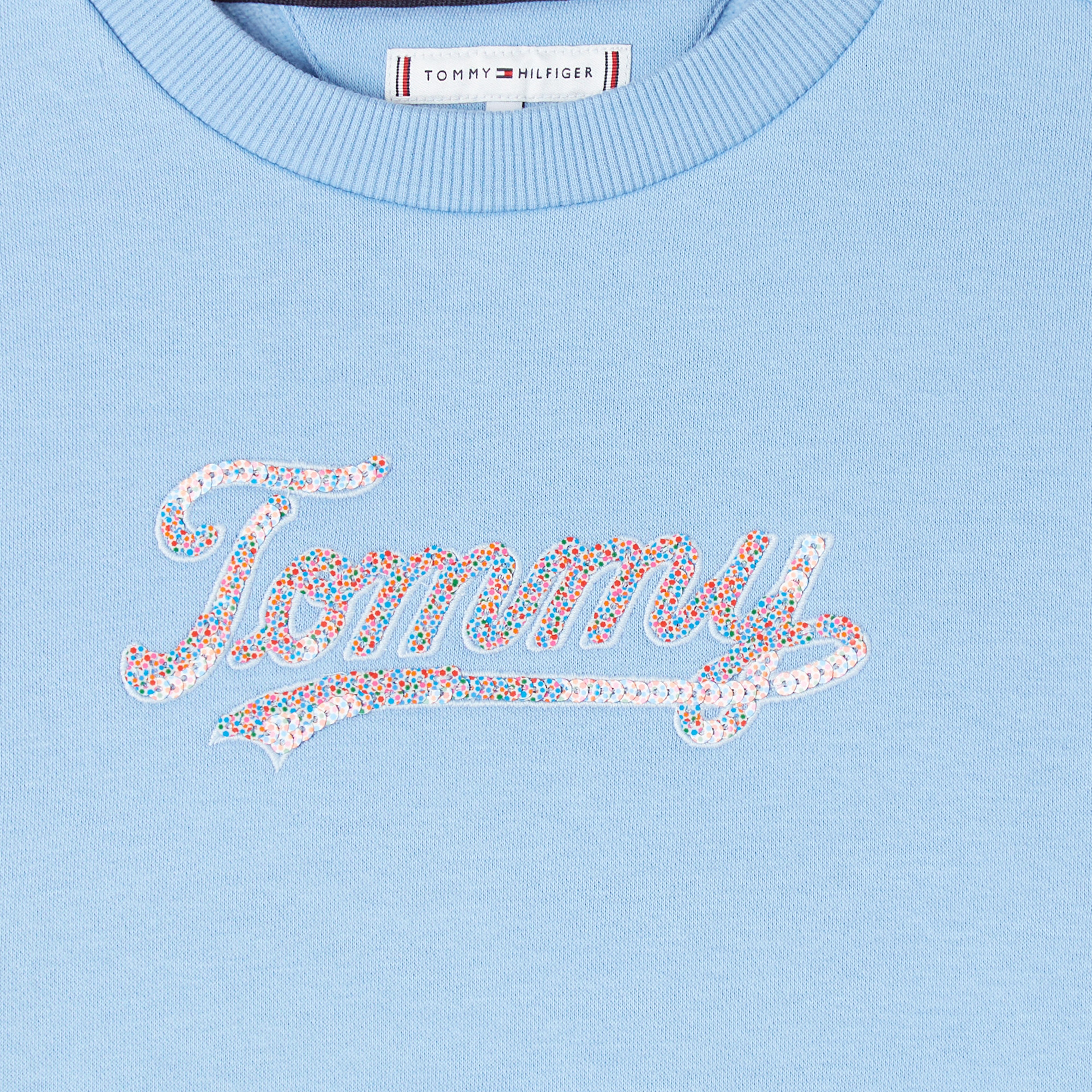 Tommy Hilfiger Script Sequin Çocuk Mavi Sweatshirt