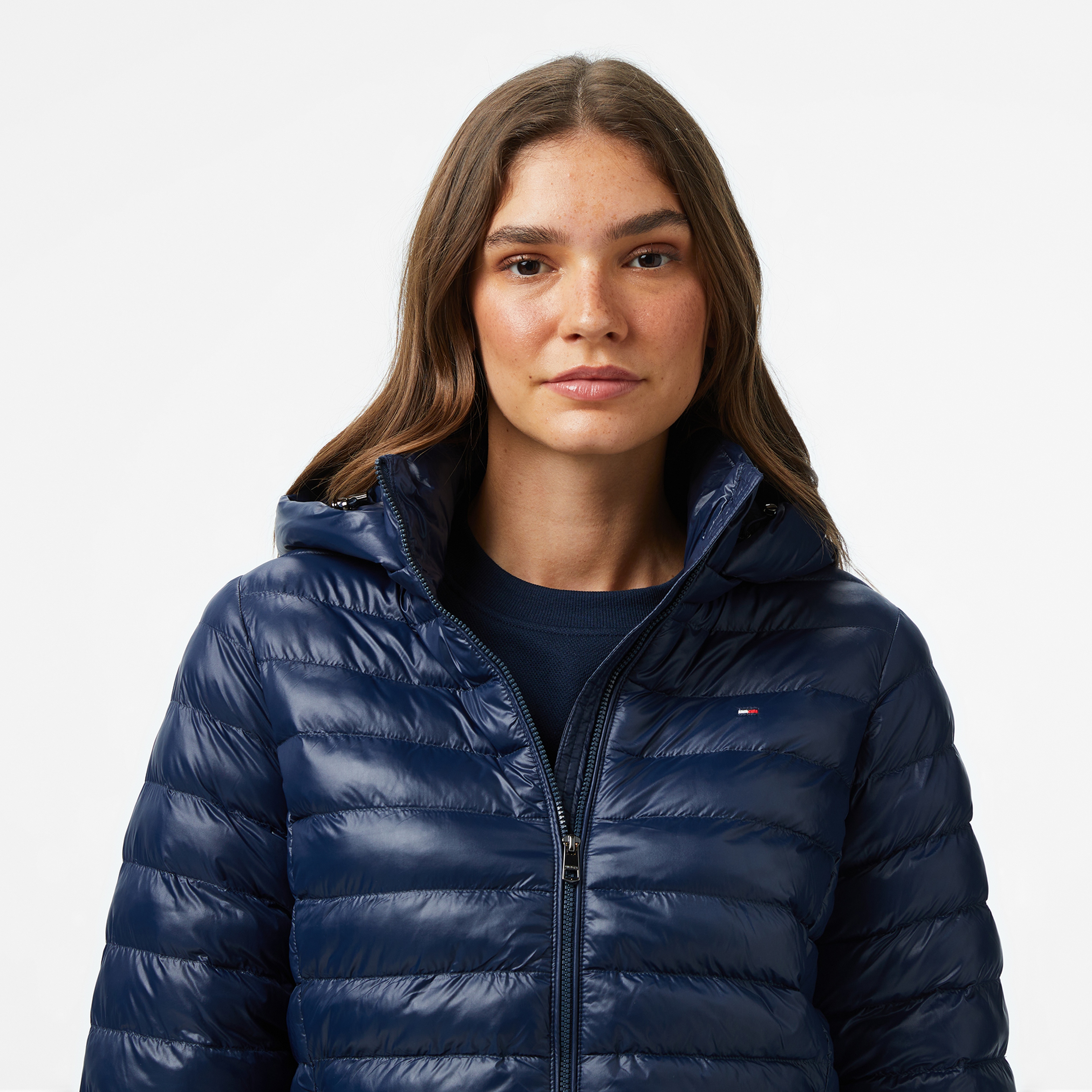 Tommy Hilfiger Padded Slim Kadın Mavi Puffer Mont
