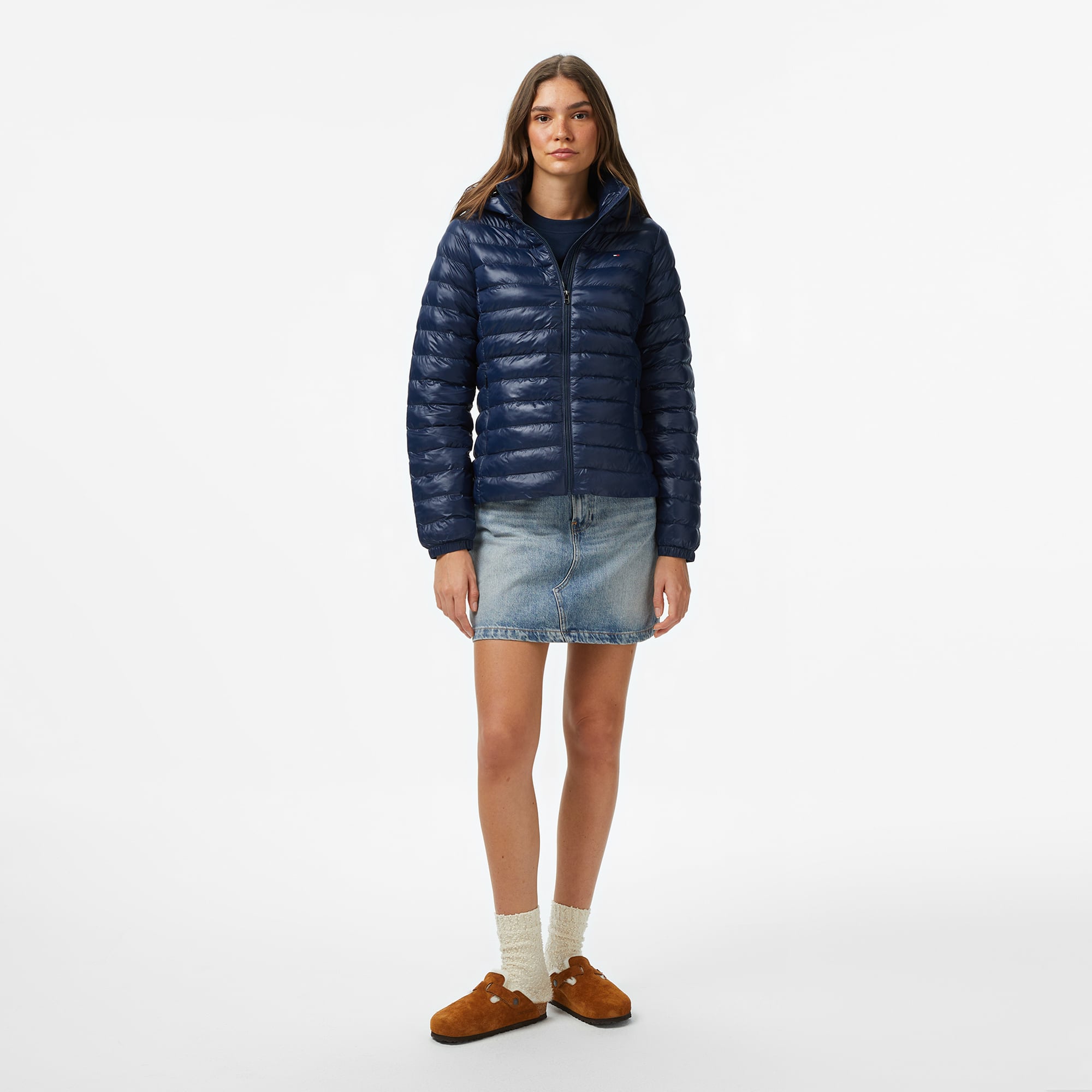 Tommy Hilfiger Padded Slim Kadın Mavi Puffer Mont