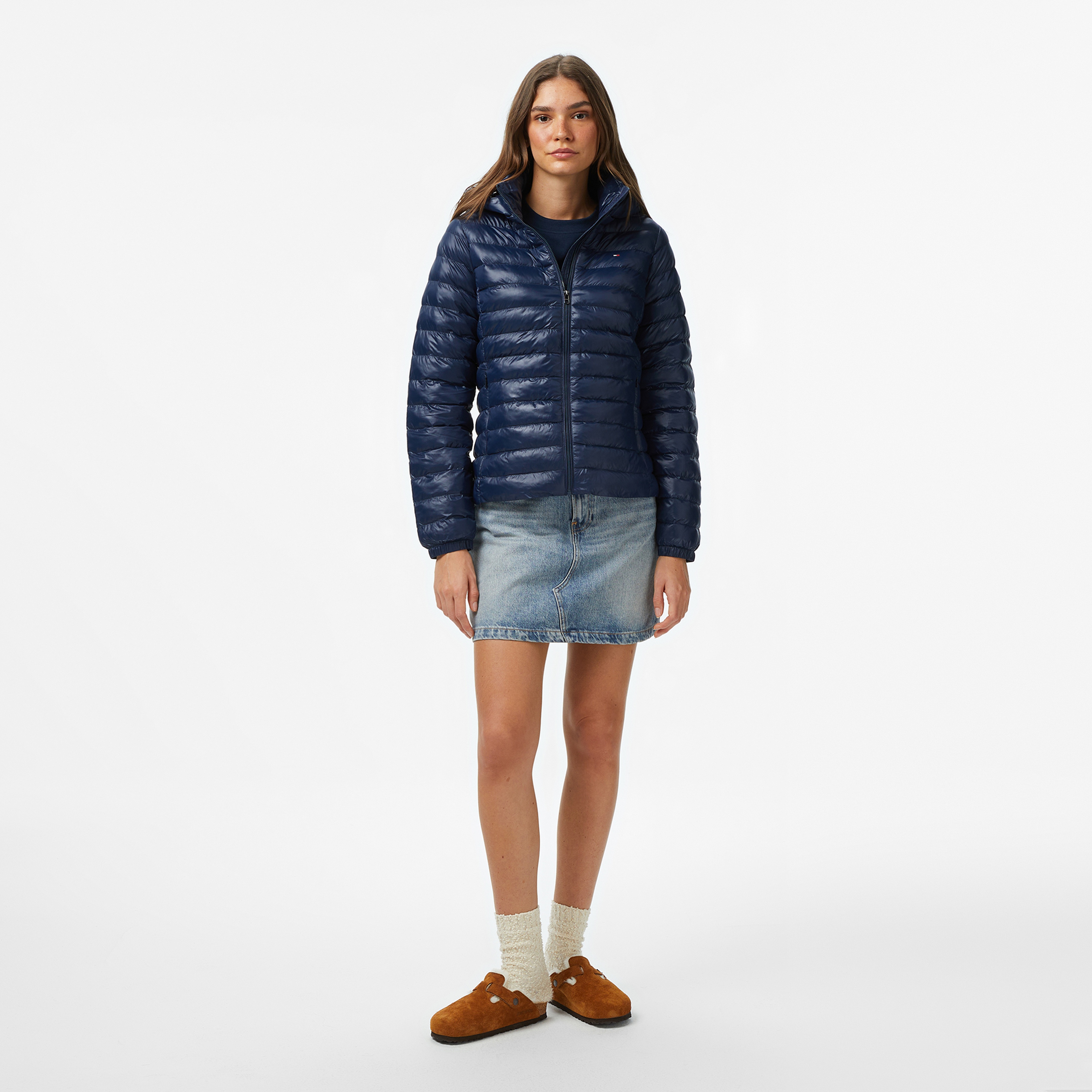 Tommy Hilfiger Padded Slim Kadın Mavi Puffer Mont