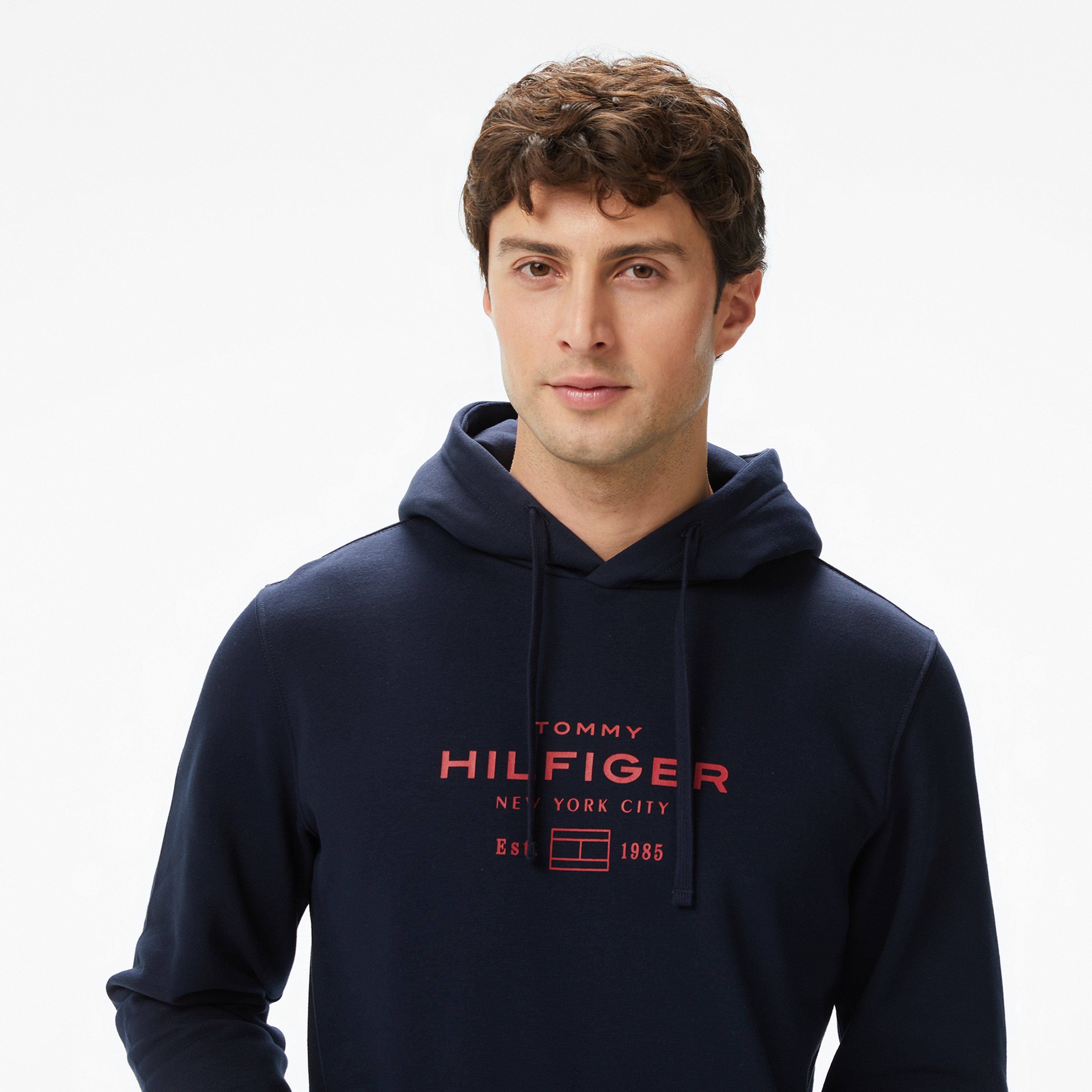 Tommy Hilfiger Oval Graphic Erkek Mavi Hoodie