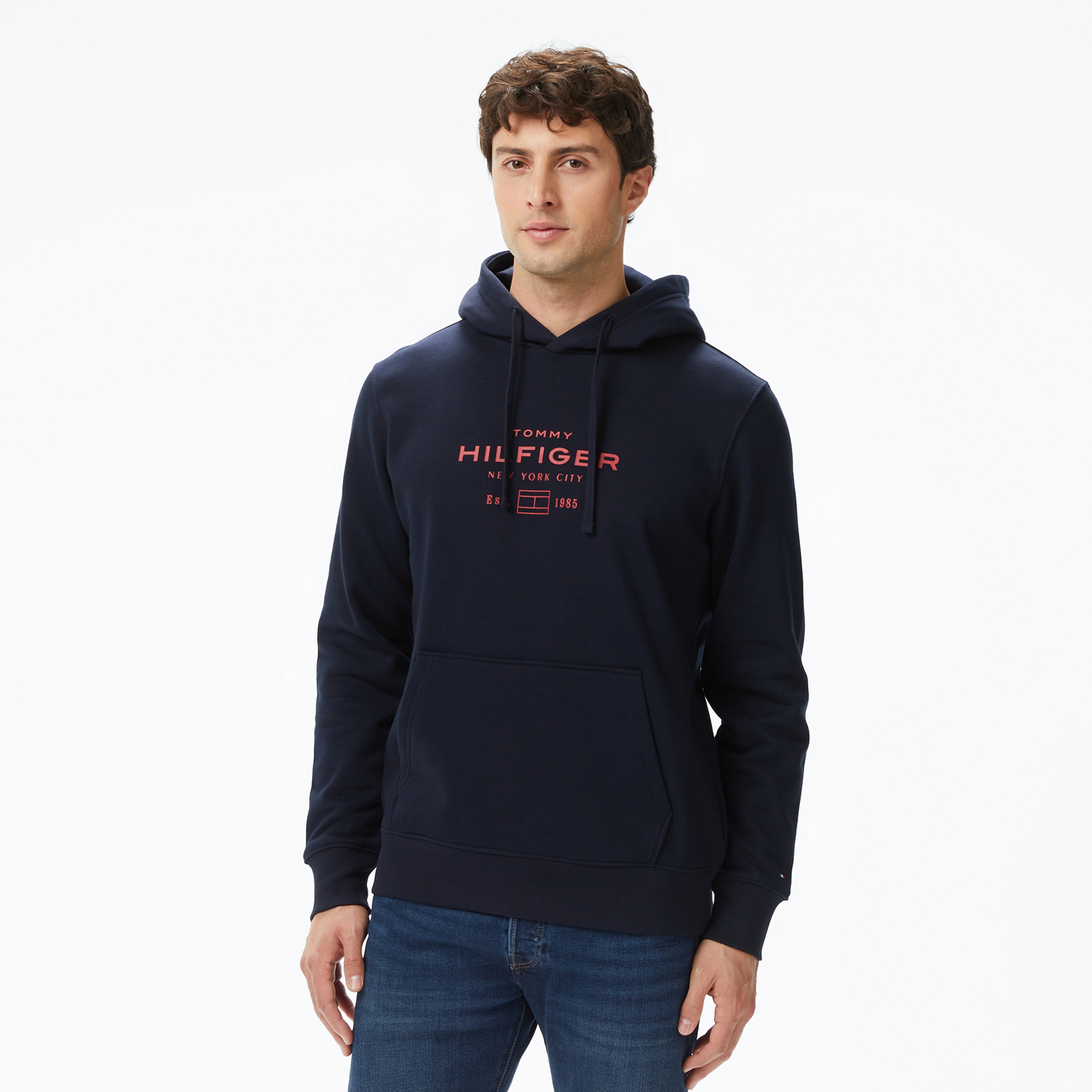 Tommy Hilfiger Oval Graphic Erkek Mavi Hoodie