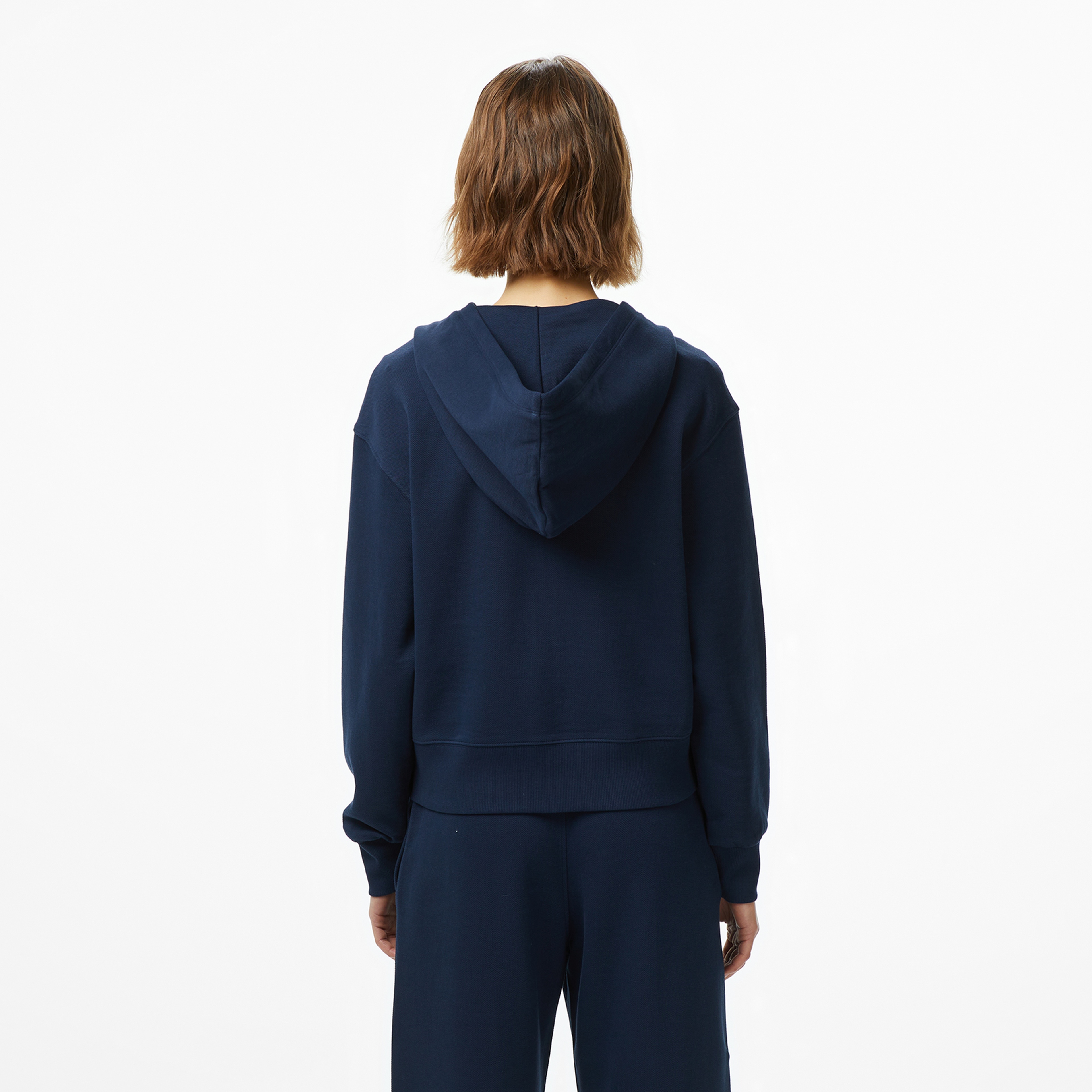 Tommy Hilfiger Script Regular Pique Kadın Mavi Fermuarlı Hoodie