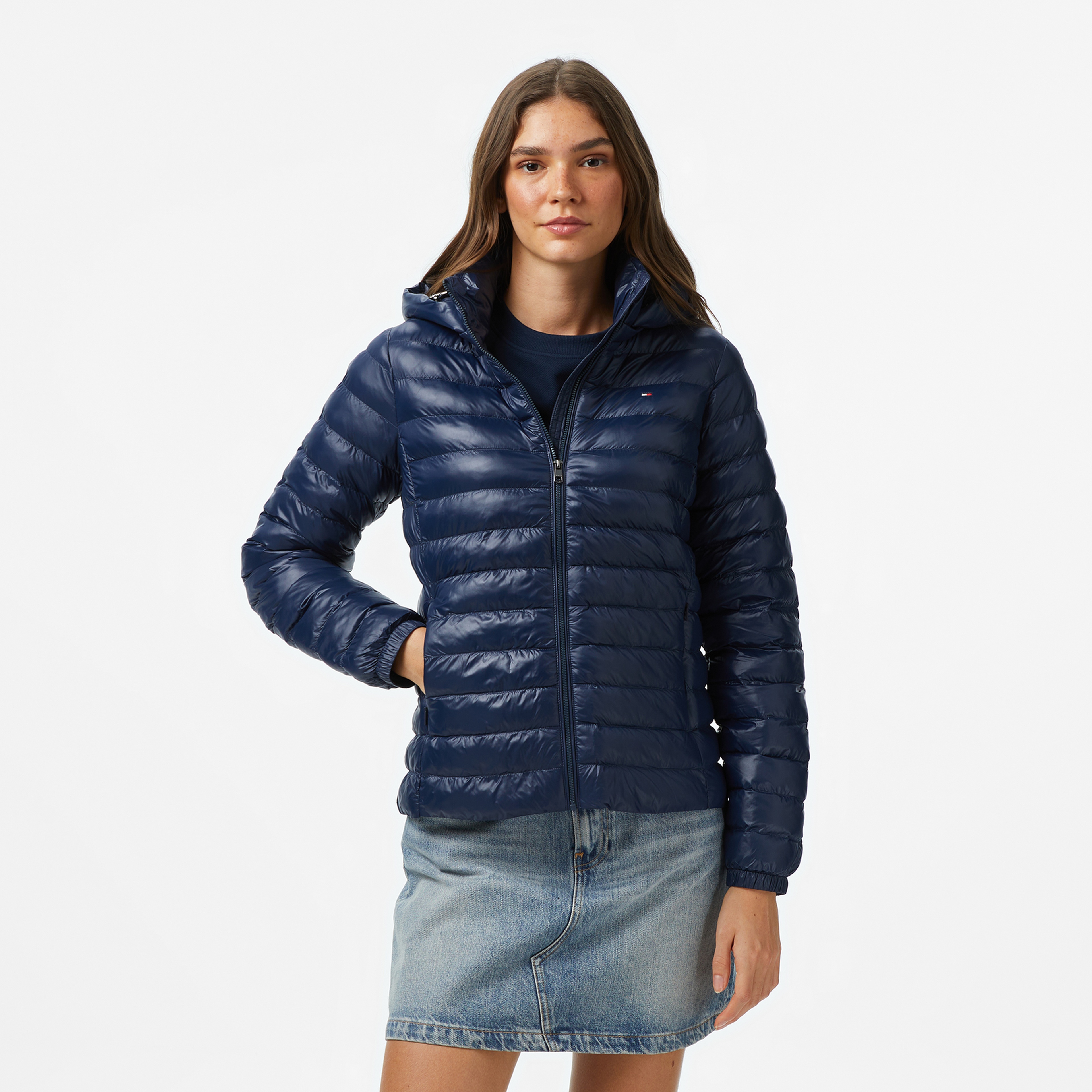 Tommy Hilfiger Padded Slim Kadın Mavi Puffer Mont