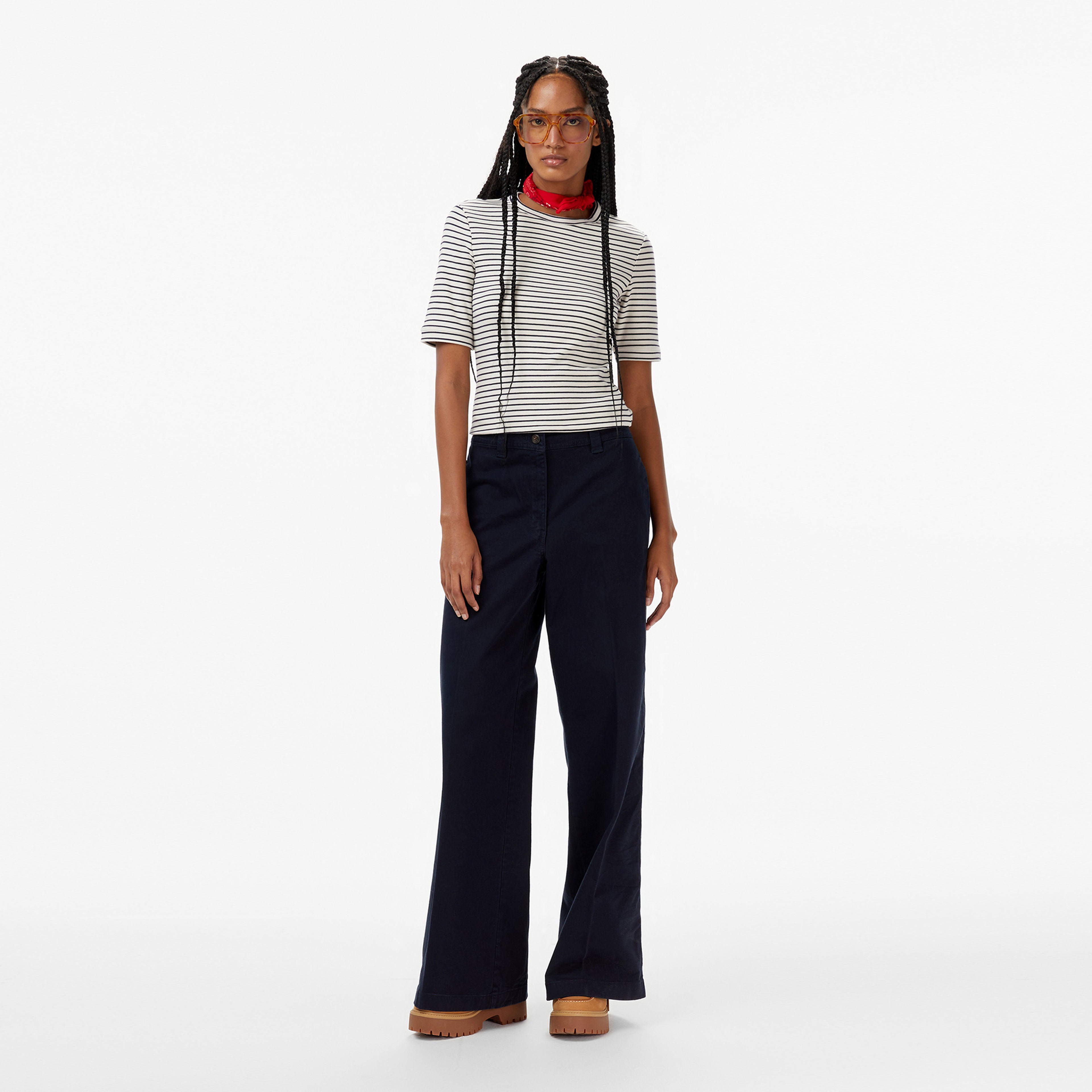 Calvin Klein Stripe Cotton Kadın Beyaz T-Shirt