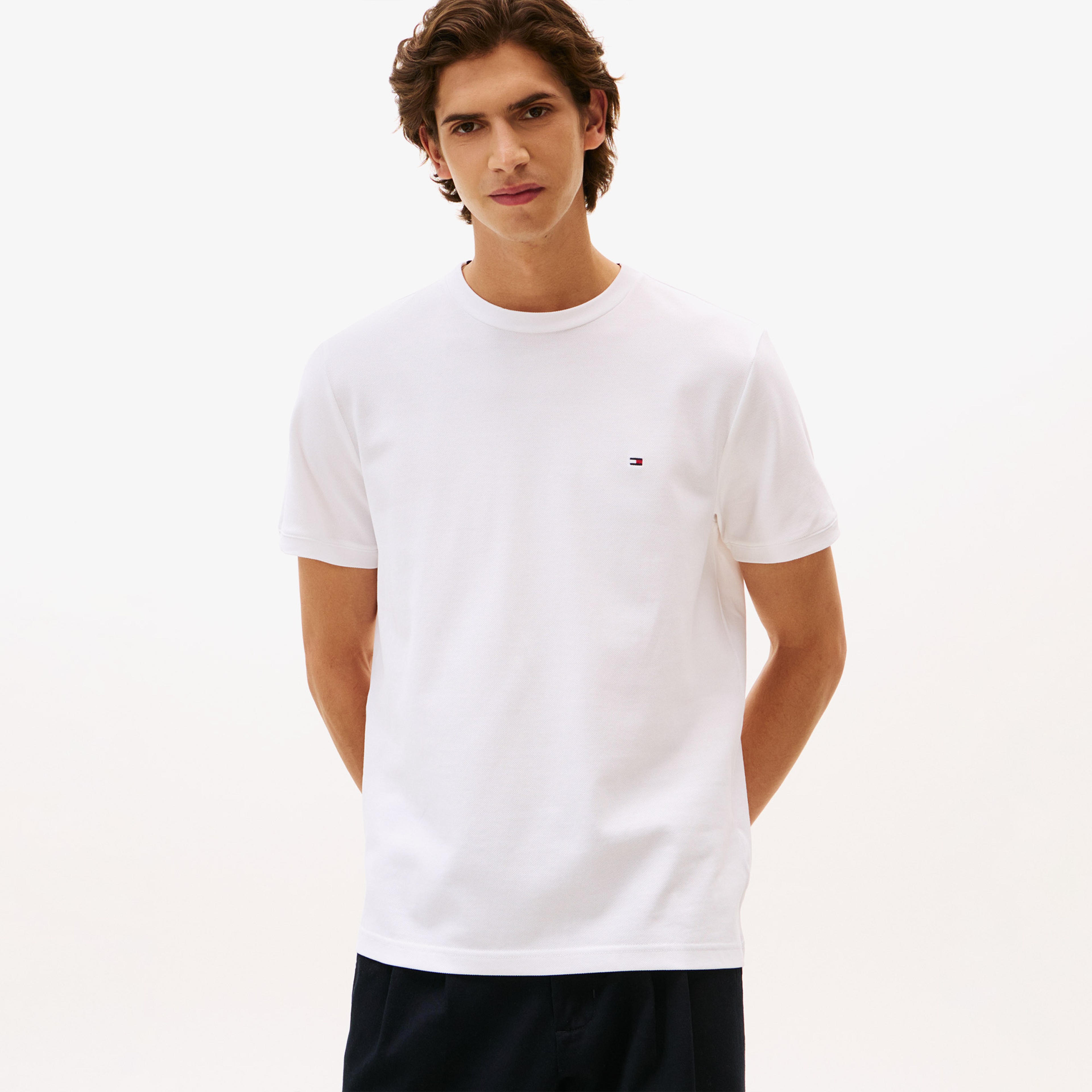 Tommy Hilfiger Pique Erkek Beyaz T-Shirt