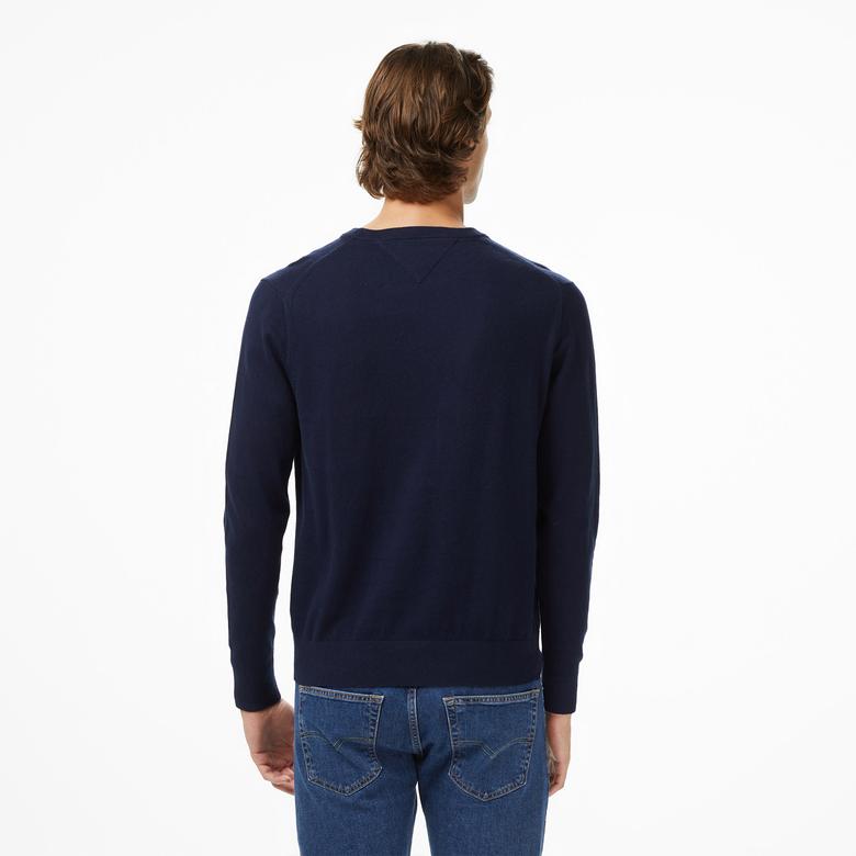 Tommy Hilfiger Pima Mainline Cashmere Erkek Mavi Hırka