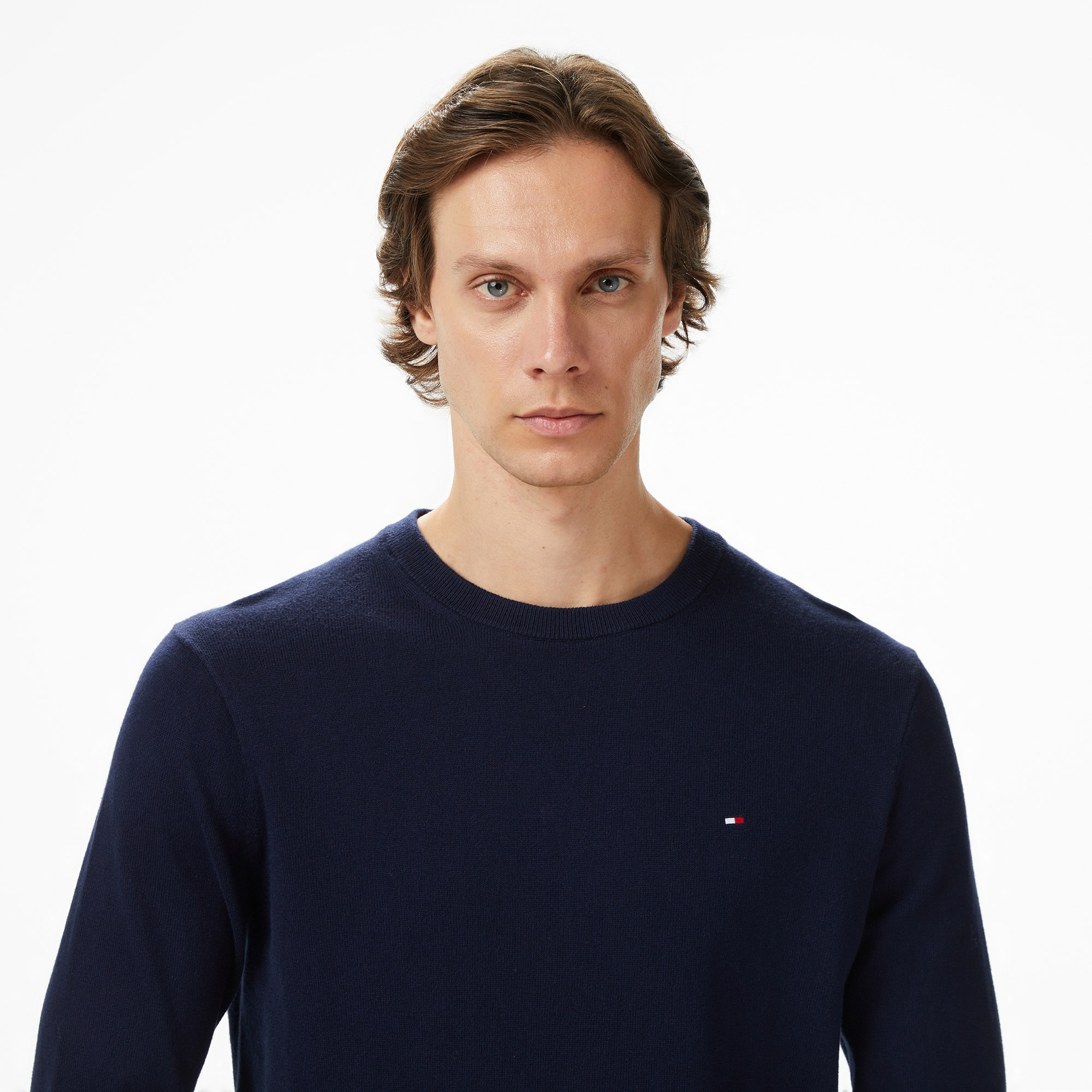 Tommy Hilfiger Pima Mainline Cashmere Erkek Mavi Hırka