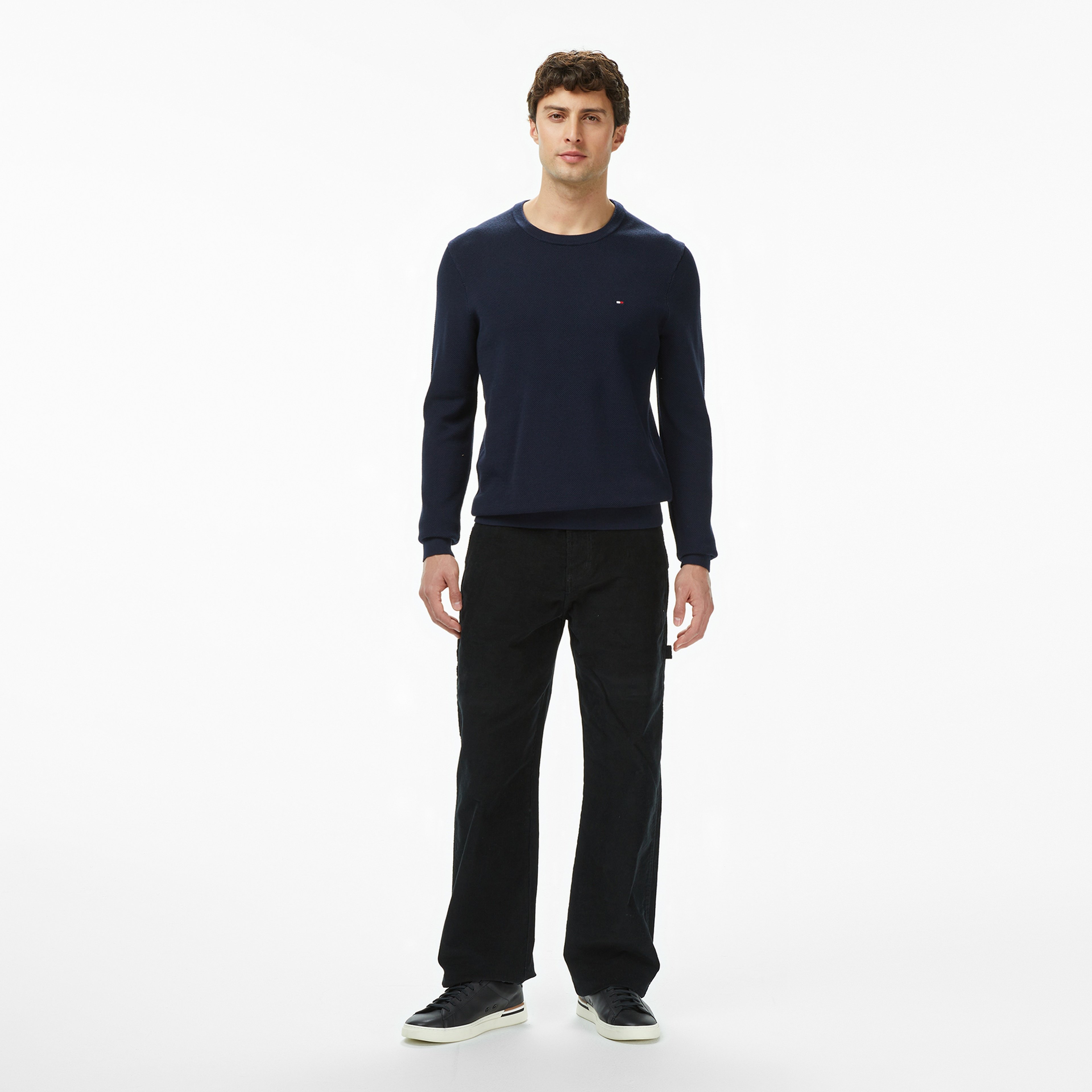 Tommy Hilfiger Essential Structure Yuvarlak Yaka Erkek Mavi Kazak