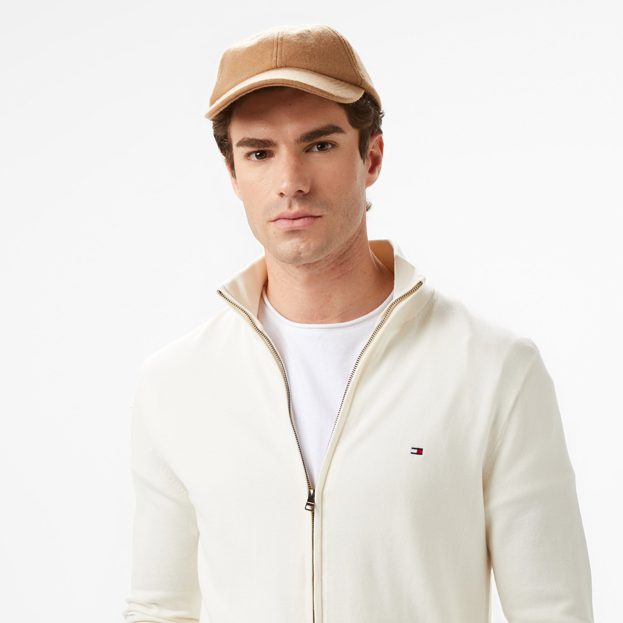 Tommy Hilfiger Essential Zip Erkek Krem Triko