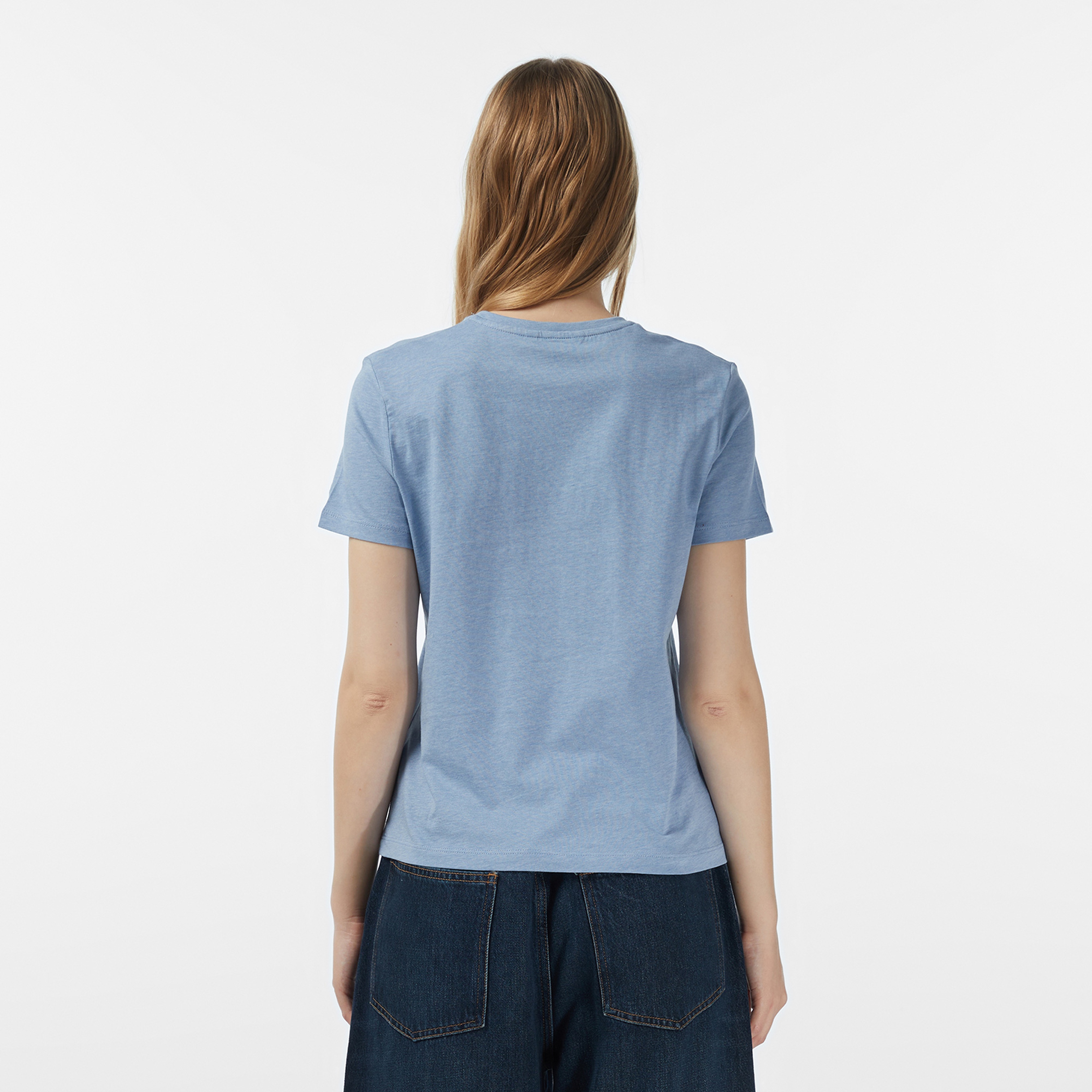 Tommy Hilfiger Classic Script Regular Kadın Mavi T-Shirt