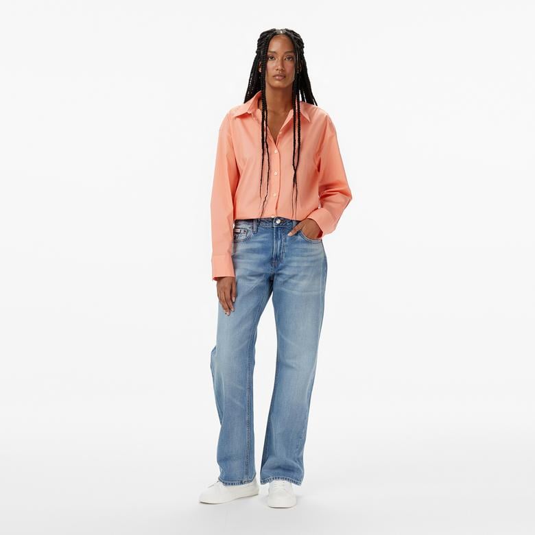 Calvin Klein Stretch Poplin Relaxed Kadın Turuncu Gömlek