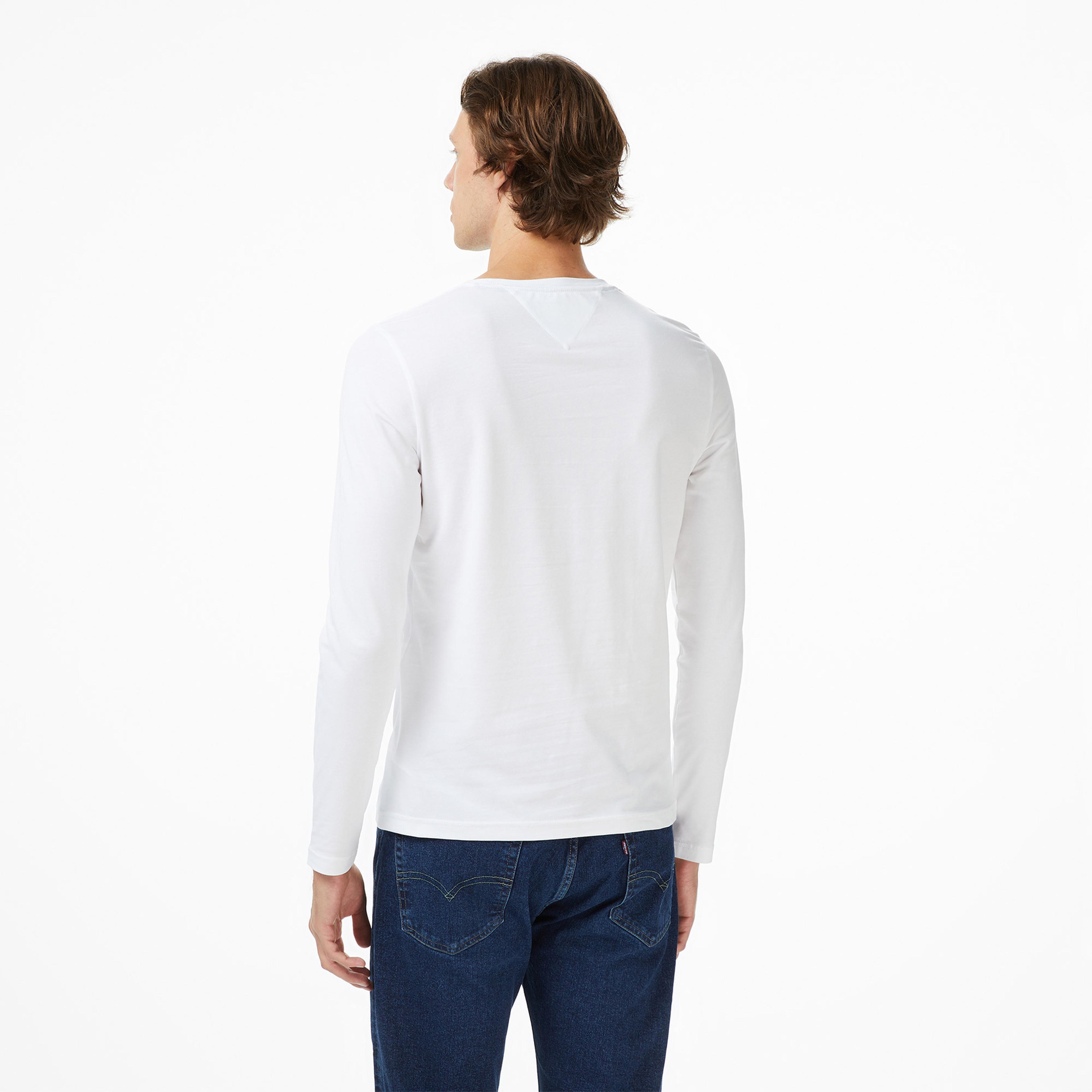 Tommy Hilfiger Stretch Slim Fit Erkek Beyaz Uzun Kollu T-Shirt