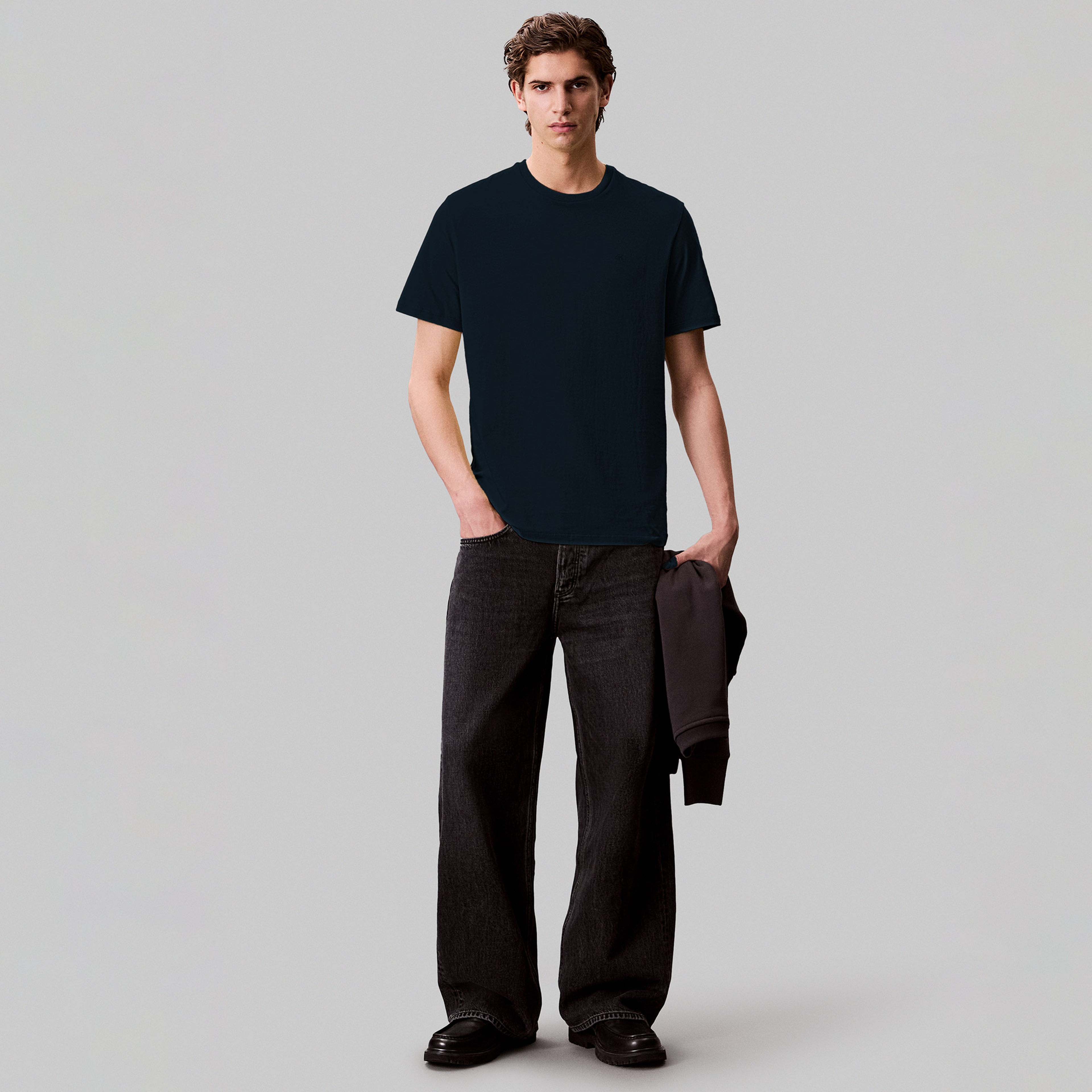 Calvin Klein Smooth Solid Erkek Mavi T-Shirt