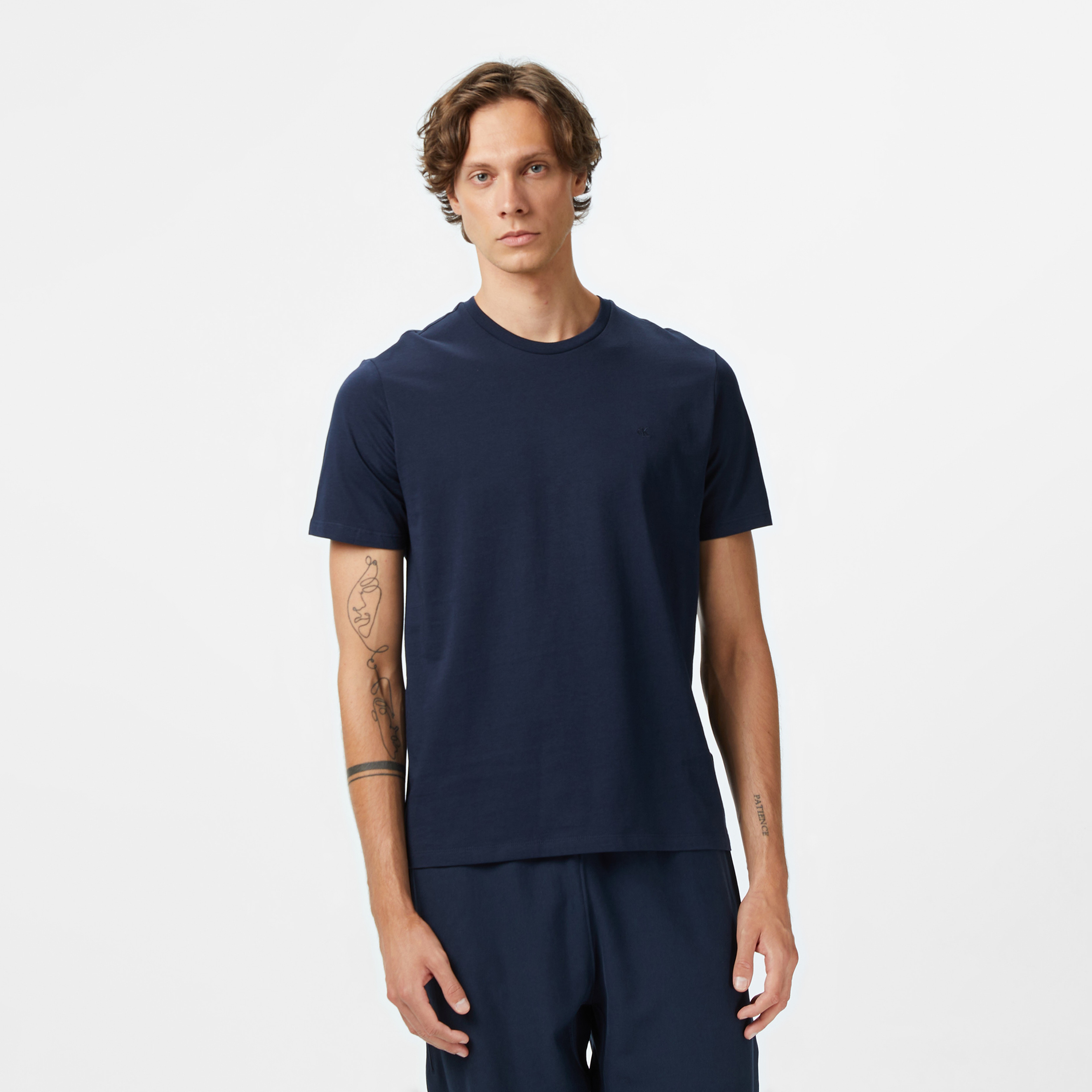 Calvin Klein Smooth Solid Erkek Mavi T-Shirt