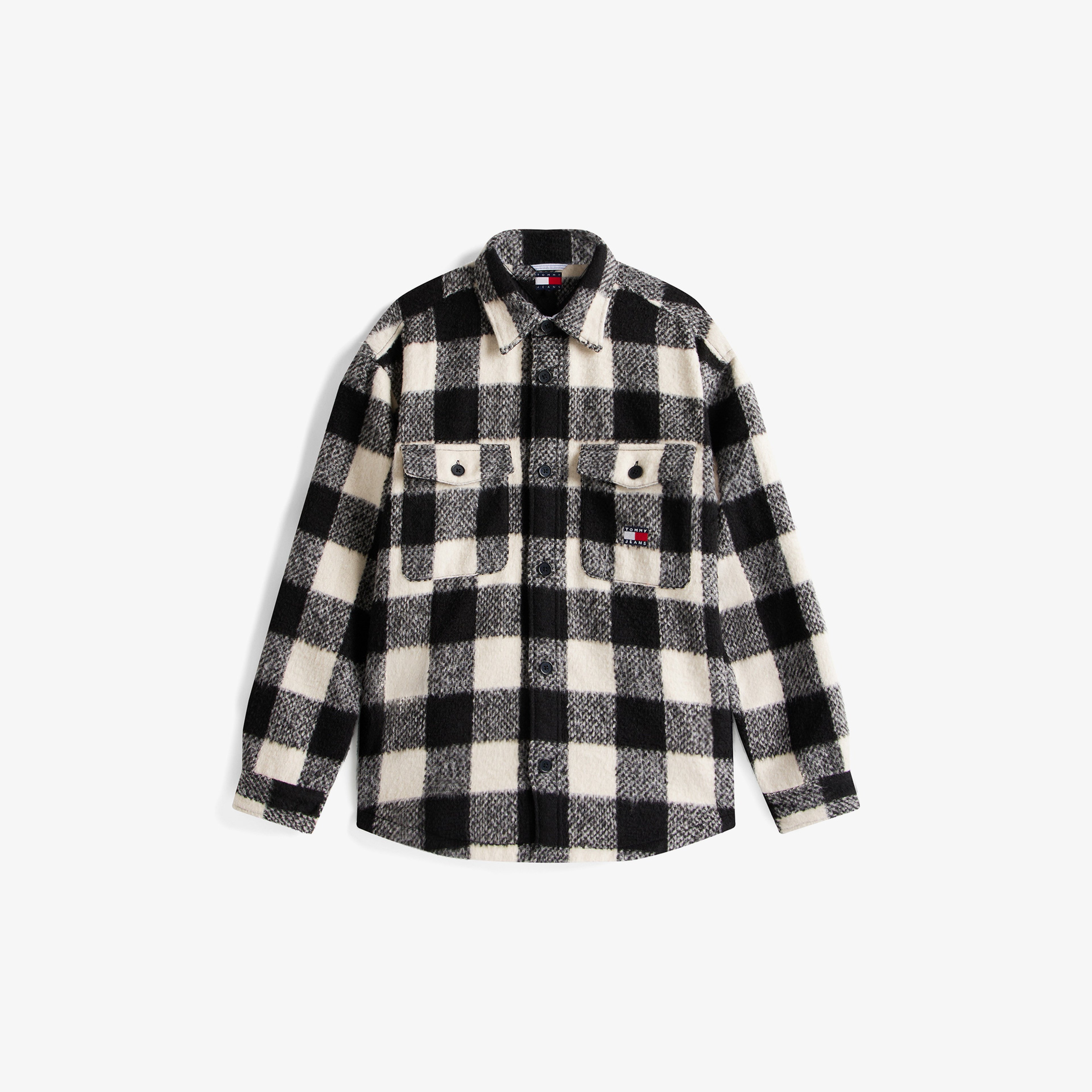 Tommy Jeans Check Overshirt Erkek Siyah Gömlek